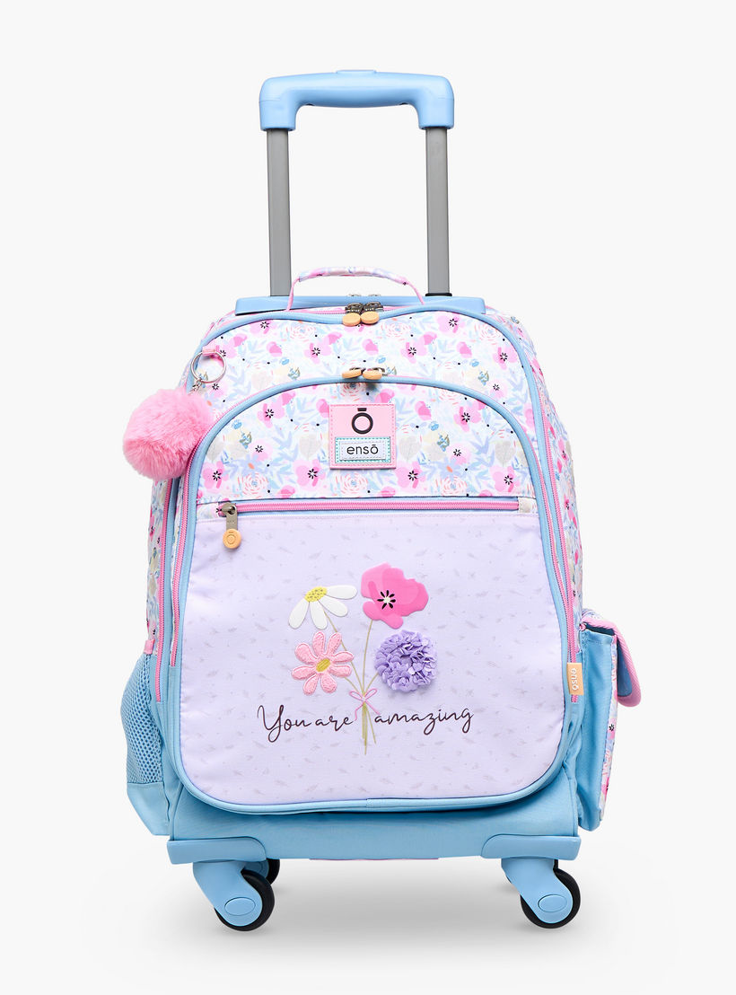 Enso Floral Trolley Bag for Girls 8-13 Years with Retractable Handle -school-bagsandbackpacks-trolleybags-image-6