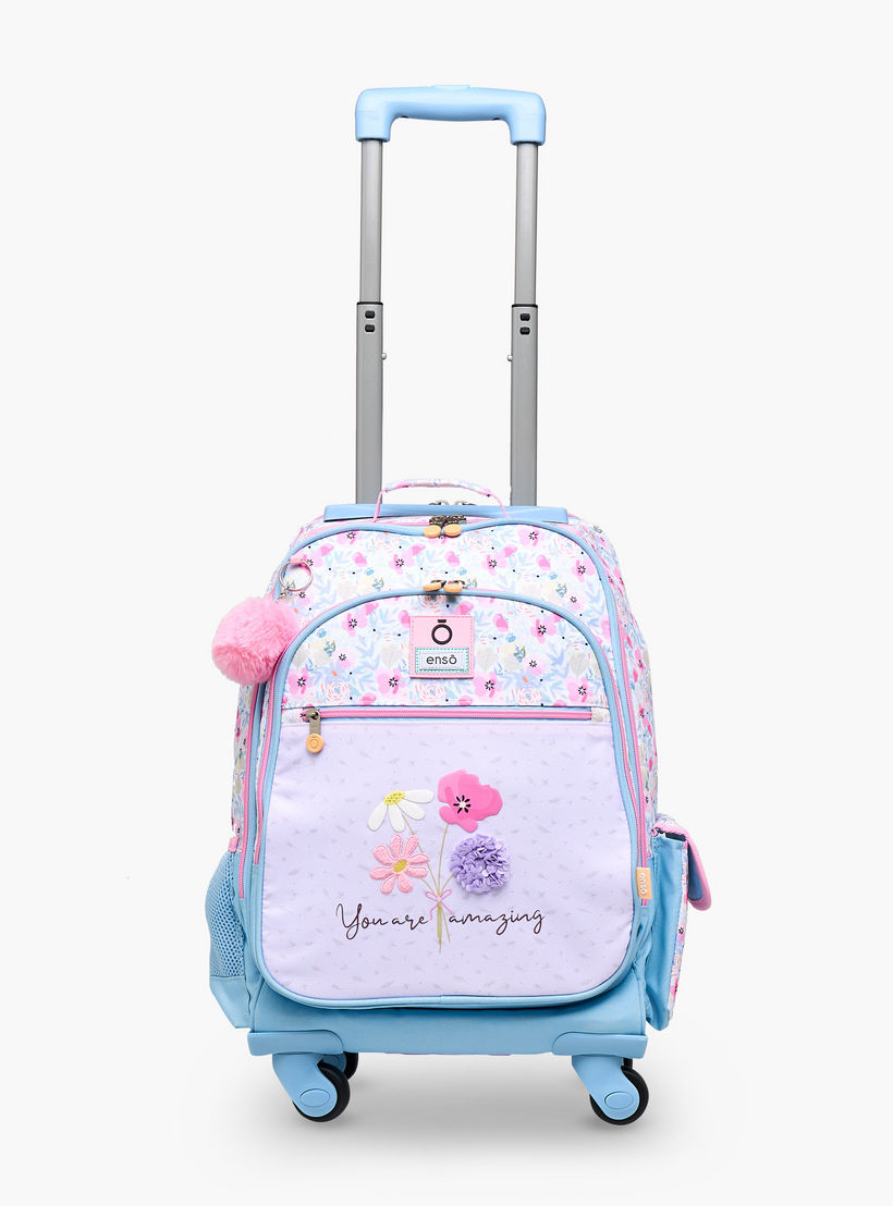 Enso Floral Trolley Bag for Girls 8-13 Years with Retractable Handle -school-bagsandbackpacks-trolleybags-image-9