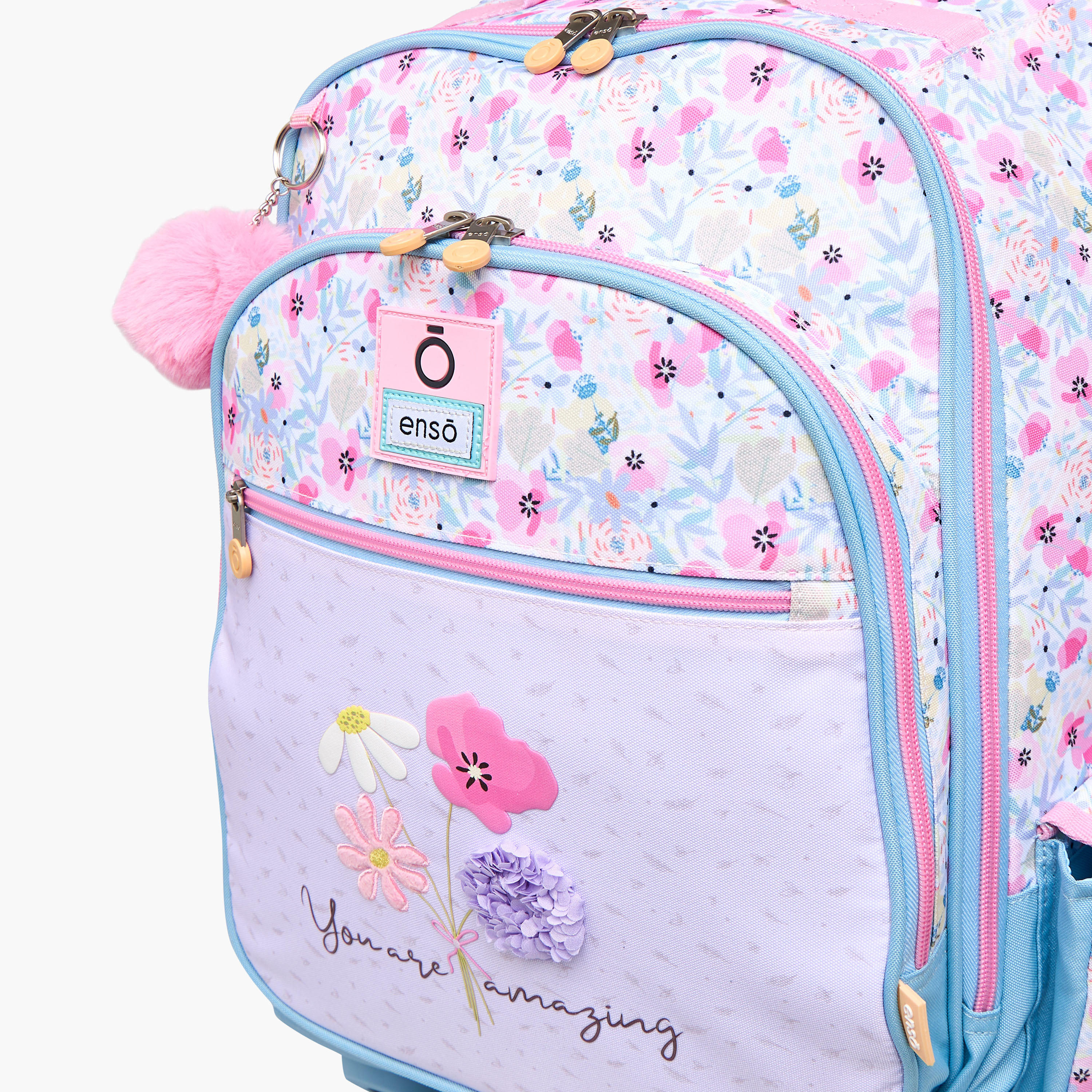 Enso Floral Trolley Bag for Girls 8-13 Years with Retractable Handle -school-bagsandbackpacks-trolleybags-image-11