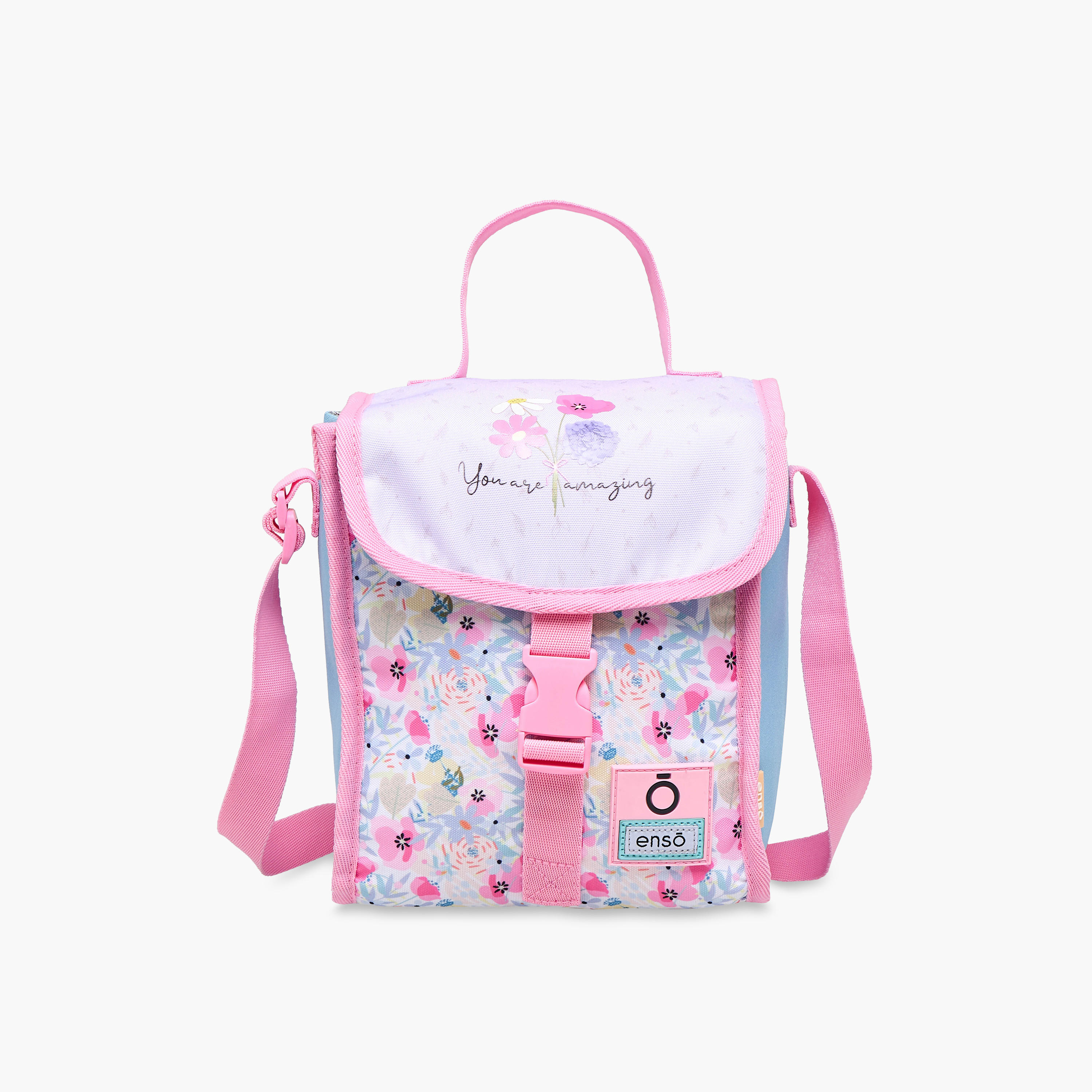 Enso Floral Print Lunch Bag with Adjustable Strap and Buckle Closure-school-lunchessentials-lunchbags-image-1