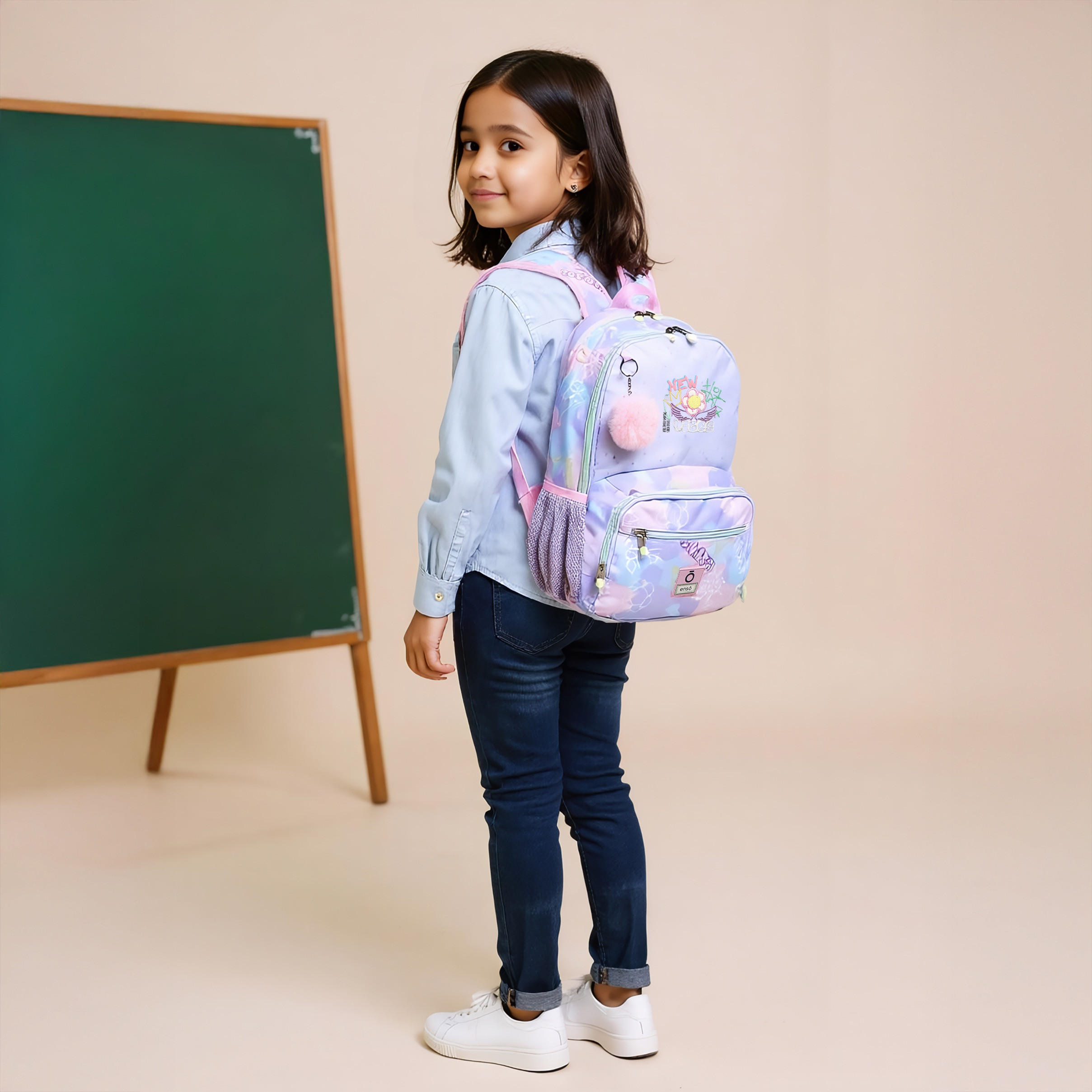 شنطة ظهر بطبعات وحمالات قابلة للتعديل وسحاب إغلاق من إنسو - 17x33x46 سم-school-bagsandbackpacks-backpacks-image-2