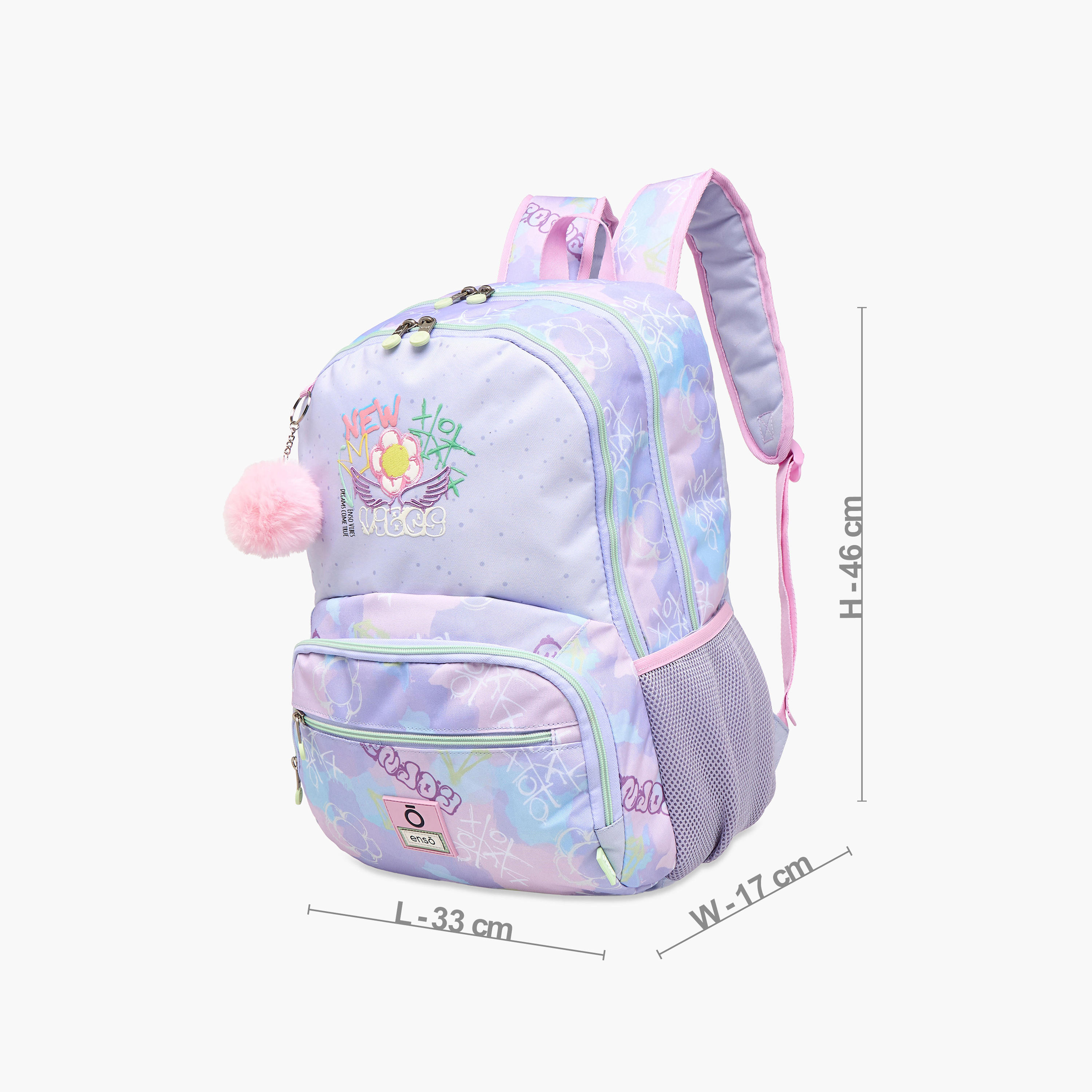 شنطة ظهر بطبعات وحمالات قابلة للتعديل وسحاب إغلاق من إنسو - 17x33x46 سم-school-bagsandbackpacks-backpacks-image-4