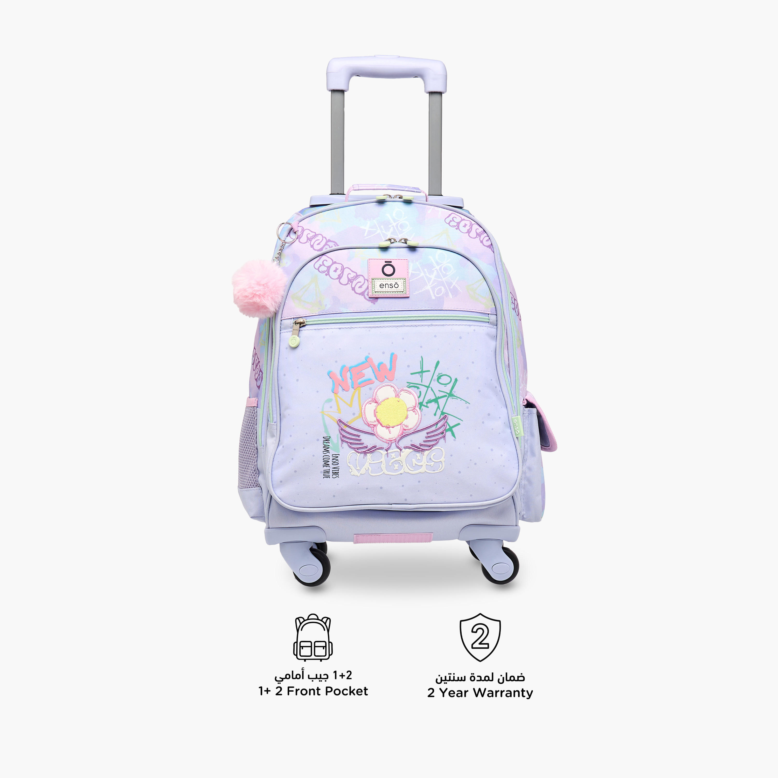 Enso Graffiti Trolley Bag for Girls 8-13 Years with Retractable Handle -school-bagsandbackpacks-trolleybags-image-4