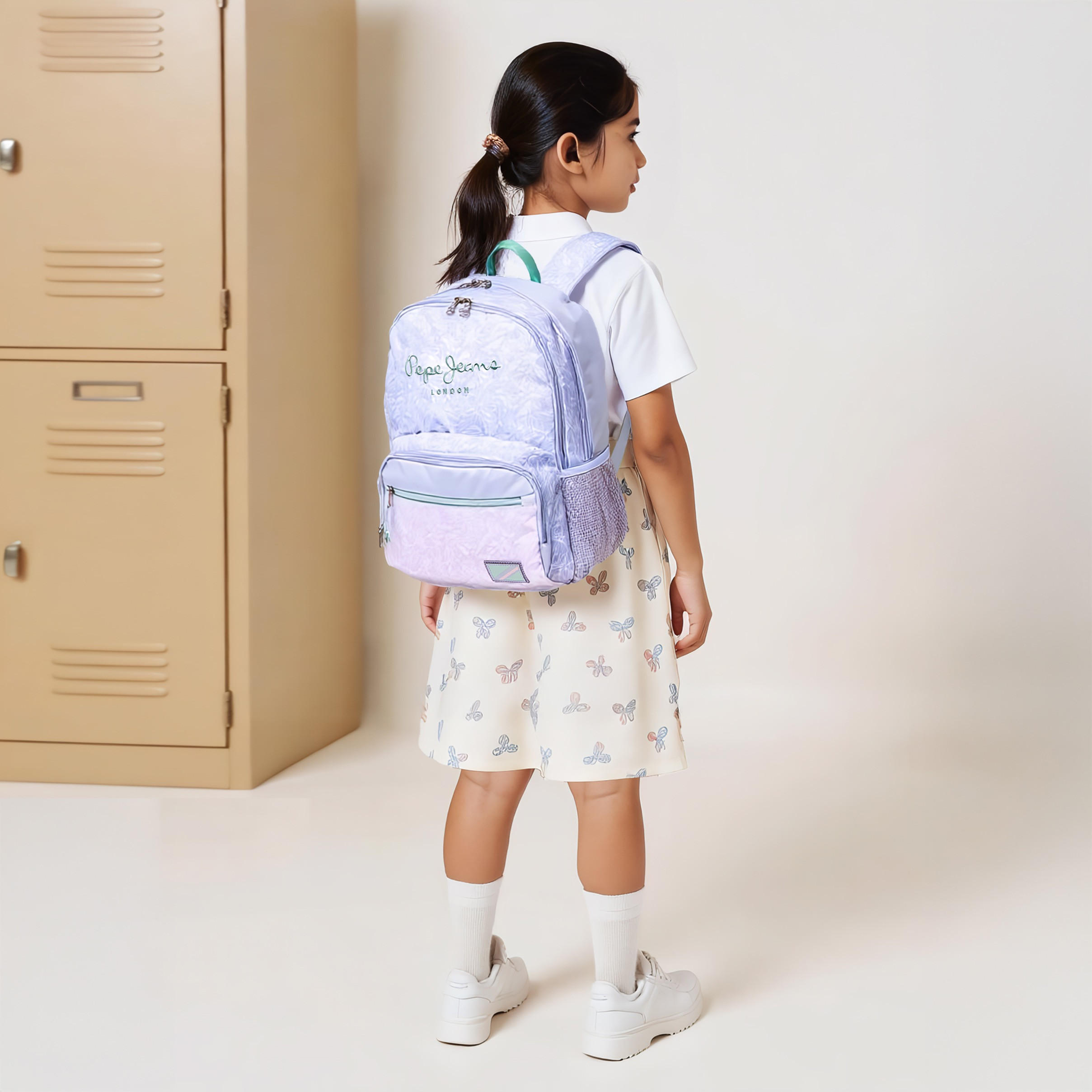 Pepe Jeans Floral Print Backpack with Adjustable Straps and Zip Closure - 33x46x17 cms-school-bagsandbackpacks-backpacks-image-3