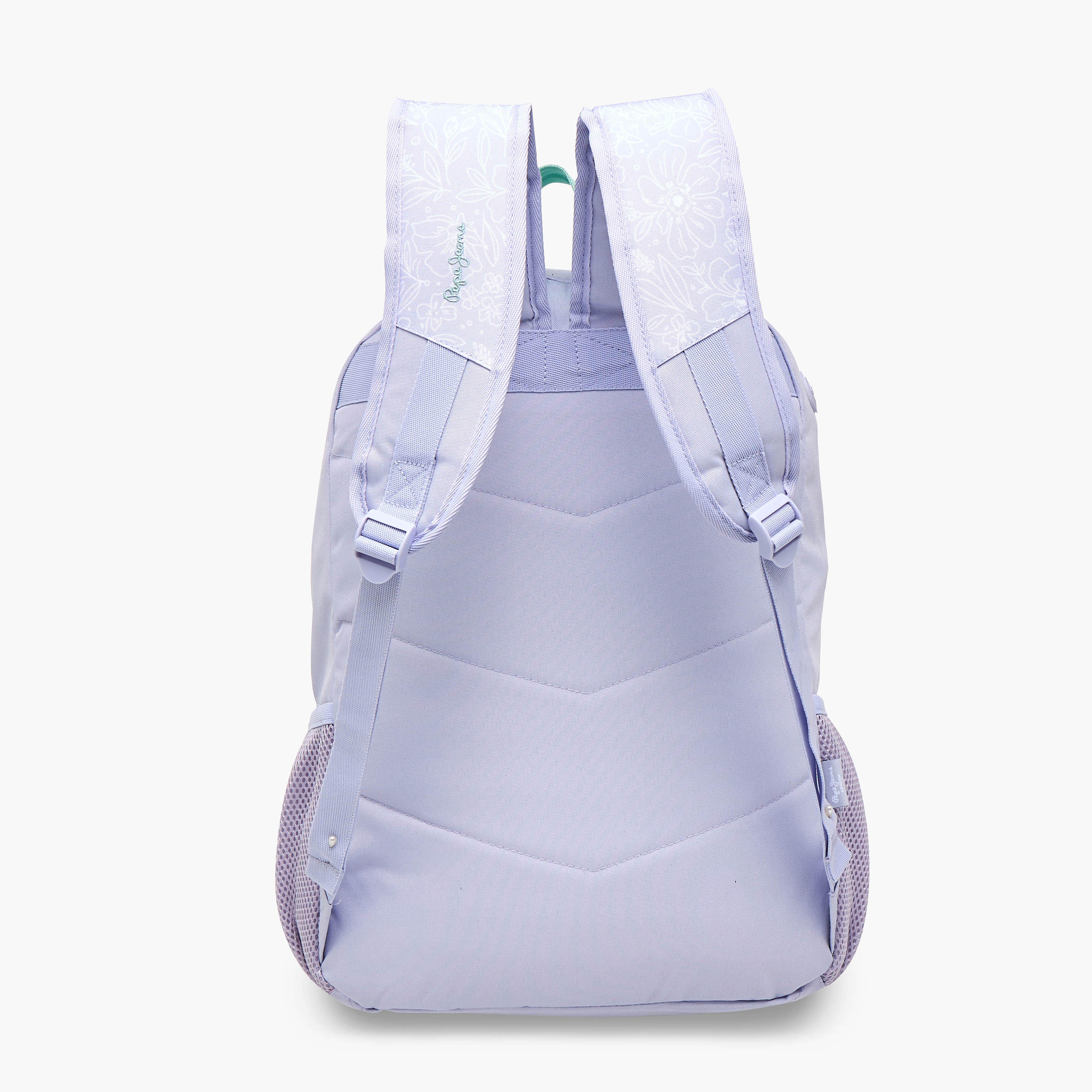 Pepe Jeans Floral Print Backpack with Adjustable Straps and Zip Closure - 33x46x17 cms-school-bagsandbackpacks-backpacks-image-7