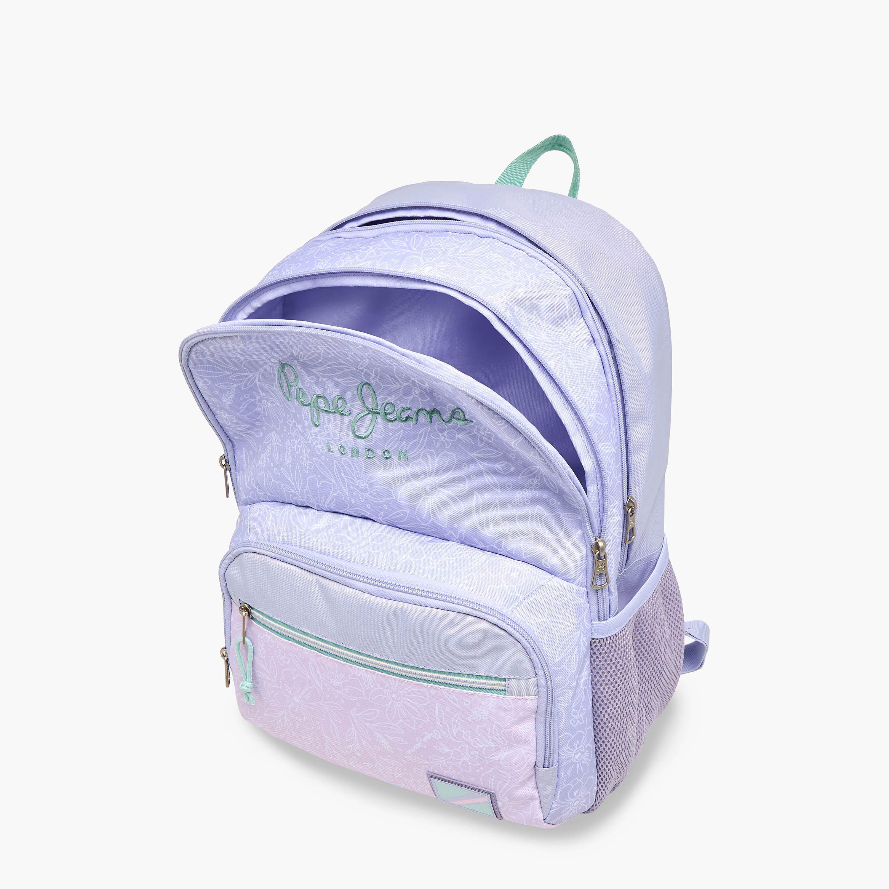 Pepe Jeans Floral Print Backpack with Adjustable Straps and Zip Closure - 33x46x17 cms-school-bagsandbackpacks-backpacks-image-10