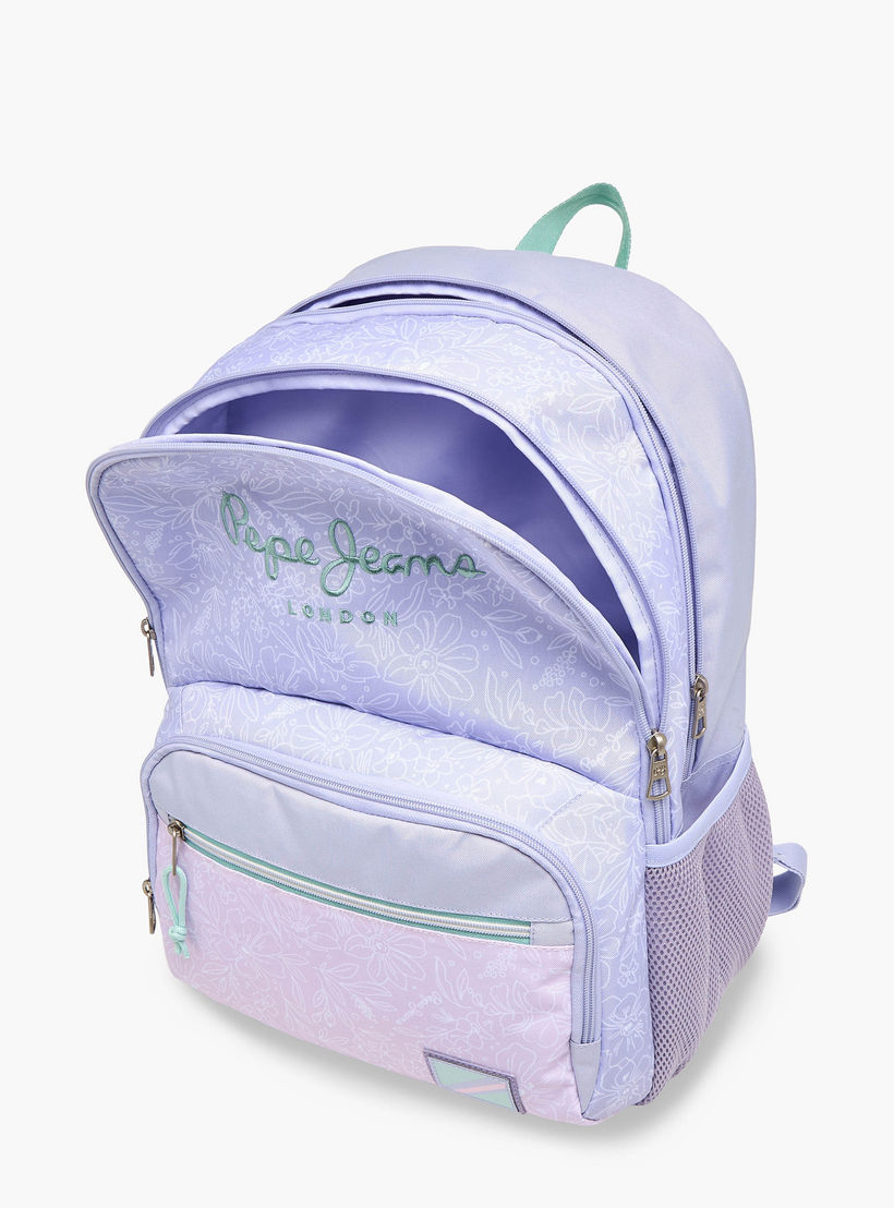 Pepe Jeans Floral Print Backpack with Adjustable Straps and Zip Closure - 33x46x17 cms-school-bagsandbackpacks-backpacks-image-10
