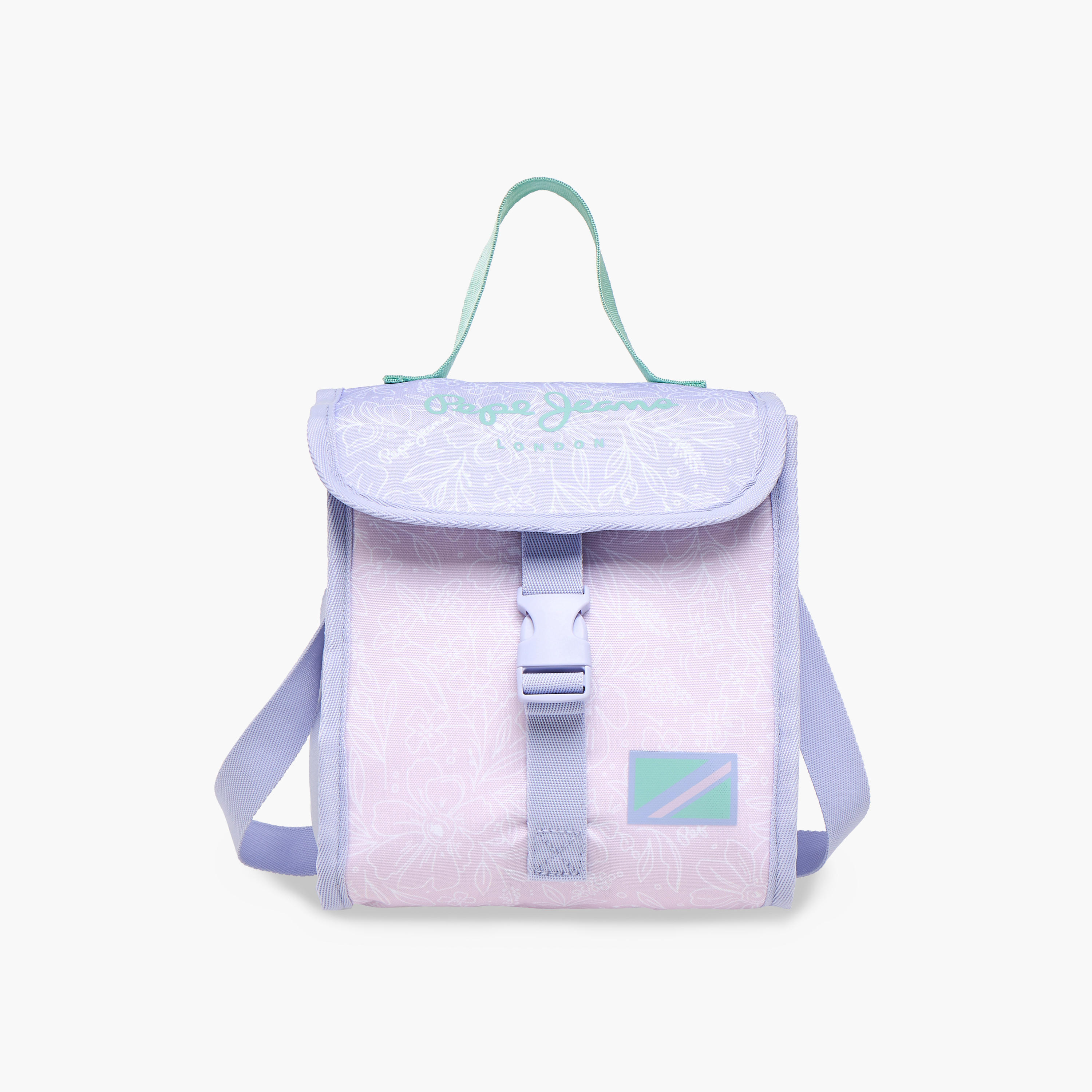 Pepe Jeans Floral Print Lunch Bag with Adjustable Strap and Buckle Closure-school-lunchessentials-lunchbags-image-1