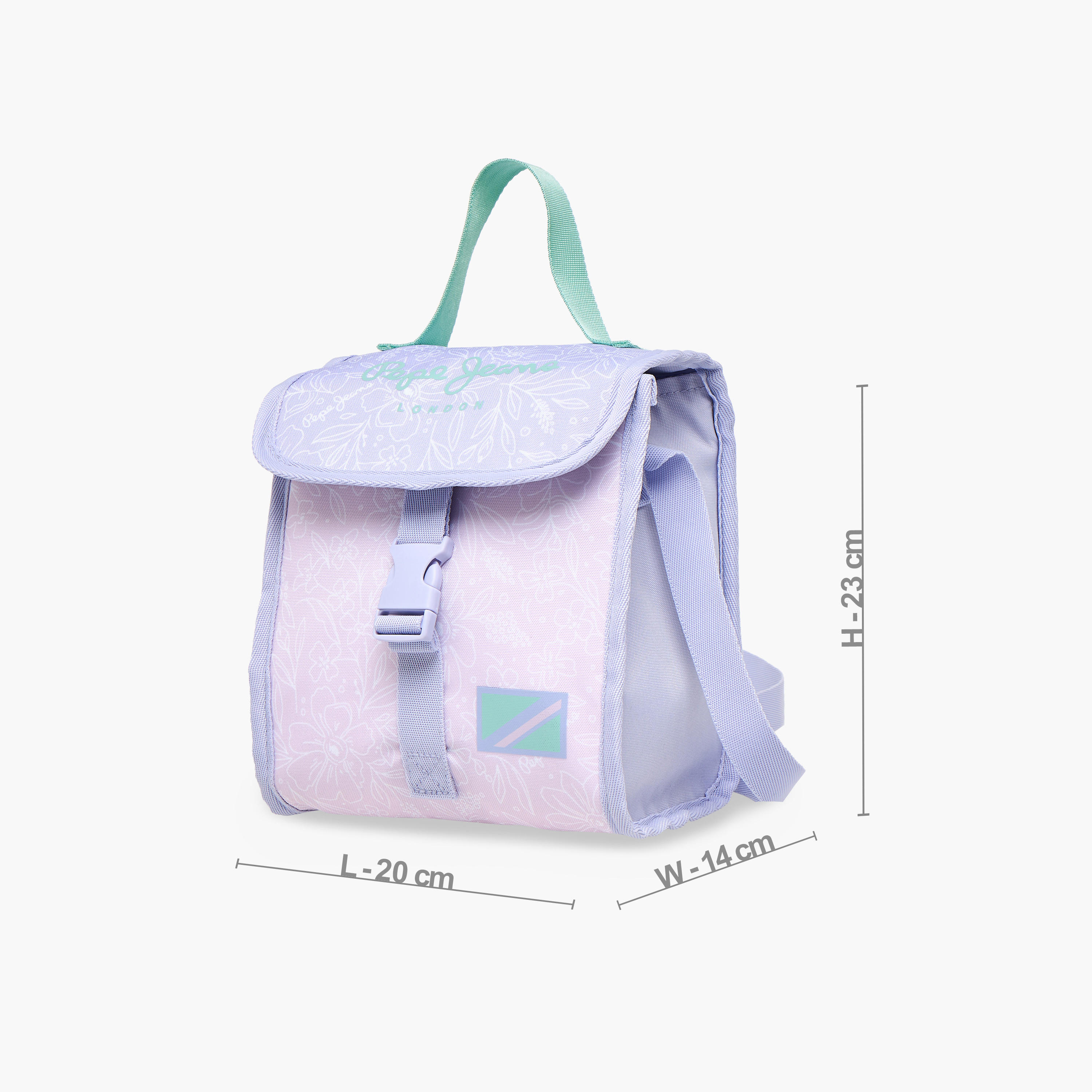 Pepe Jeans Floral Print Lunch Bag with Adjustable Strap and Buckle Closure-school-lunchessentials-lunchbags-image-2