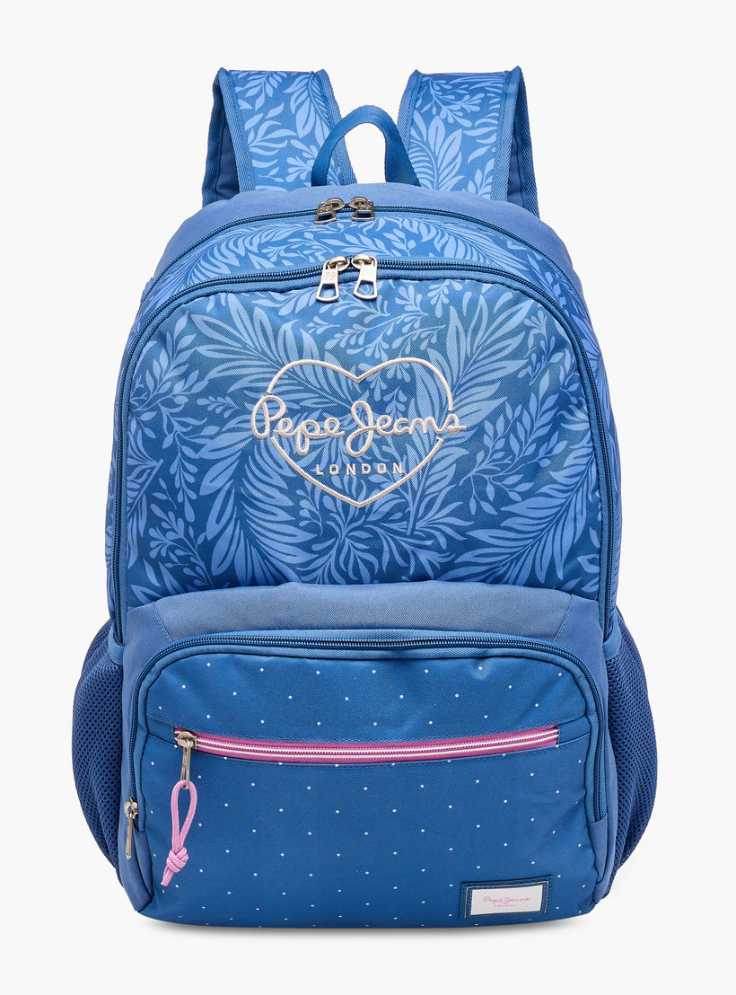 Pepe Jeans Coralie Printed Backpack with Adjustable Straps and Zip Closure - 33x46x17 cms-school-bagsandbackpacks-backpacks-image-1