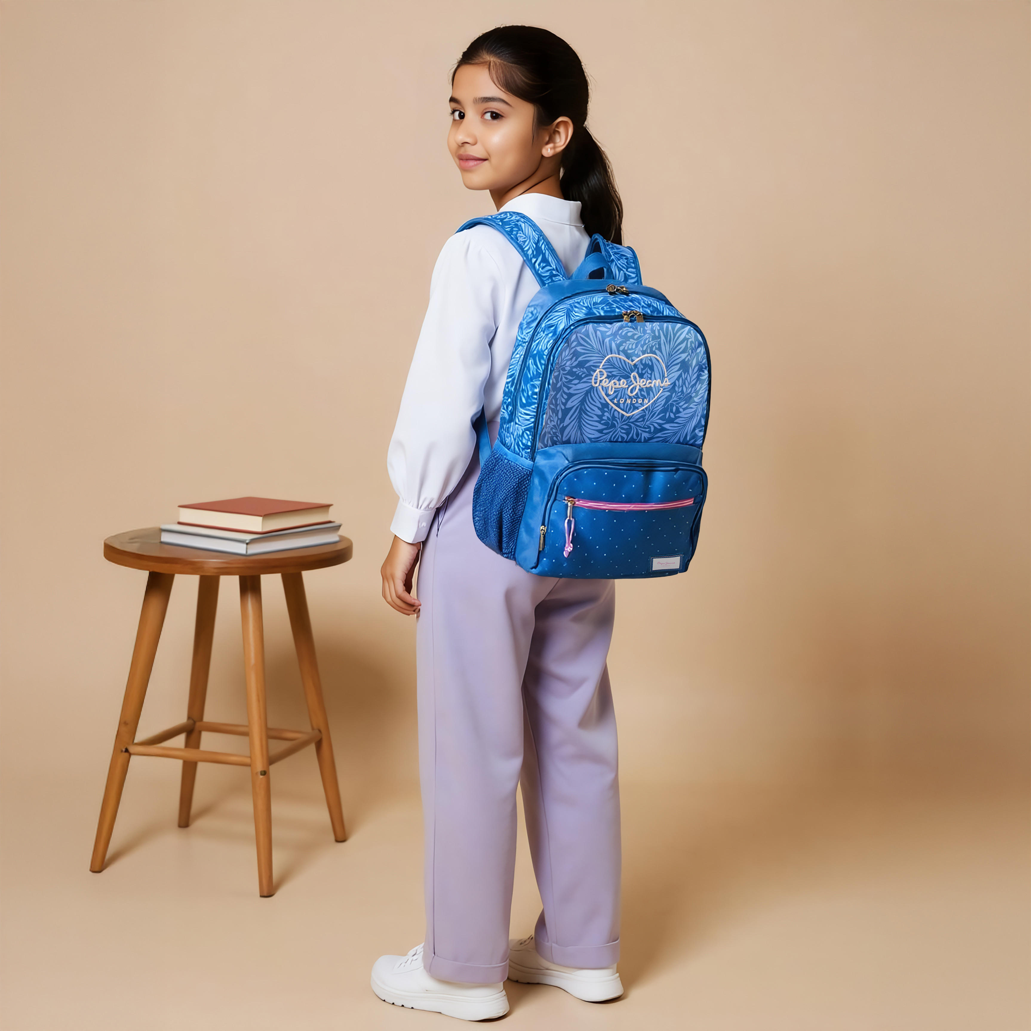 Pepe Jeans Coralie Printed Backpack with Adjustable Straps and Zip Closure -  33x46x17 cms-school-bagsandbackpacks-backpacks-image-2