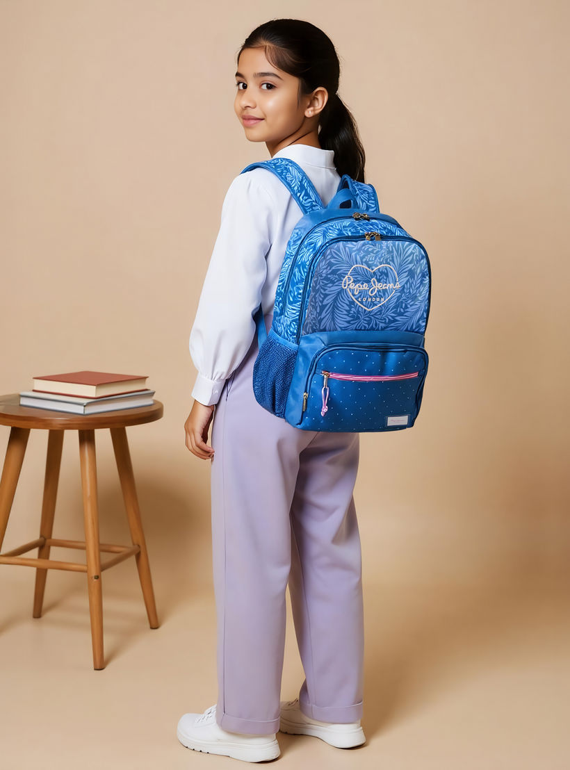 Pepe Jeans Coralie Printed Backpack with Adjustable Straps and Zip Closure - 33x46x17 cms-school-bagsandbackpacks-backpacks-image-2