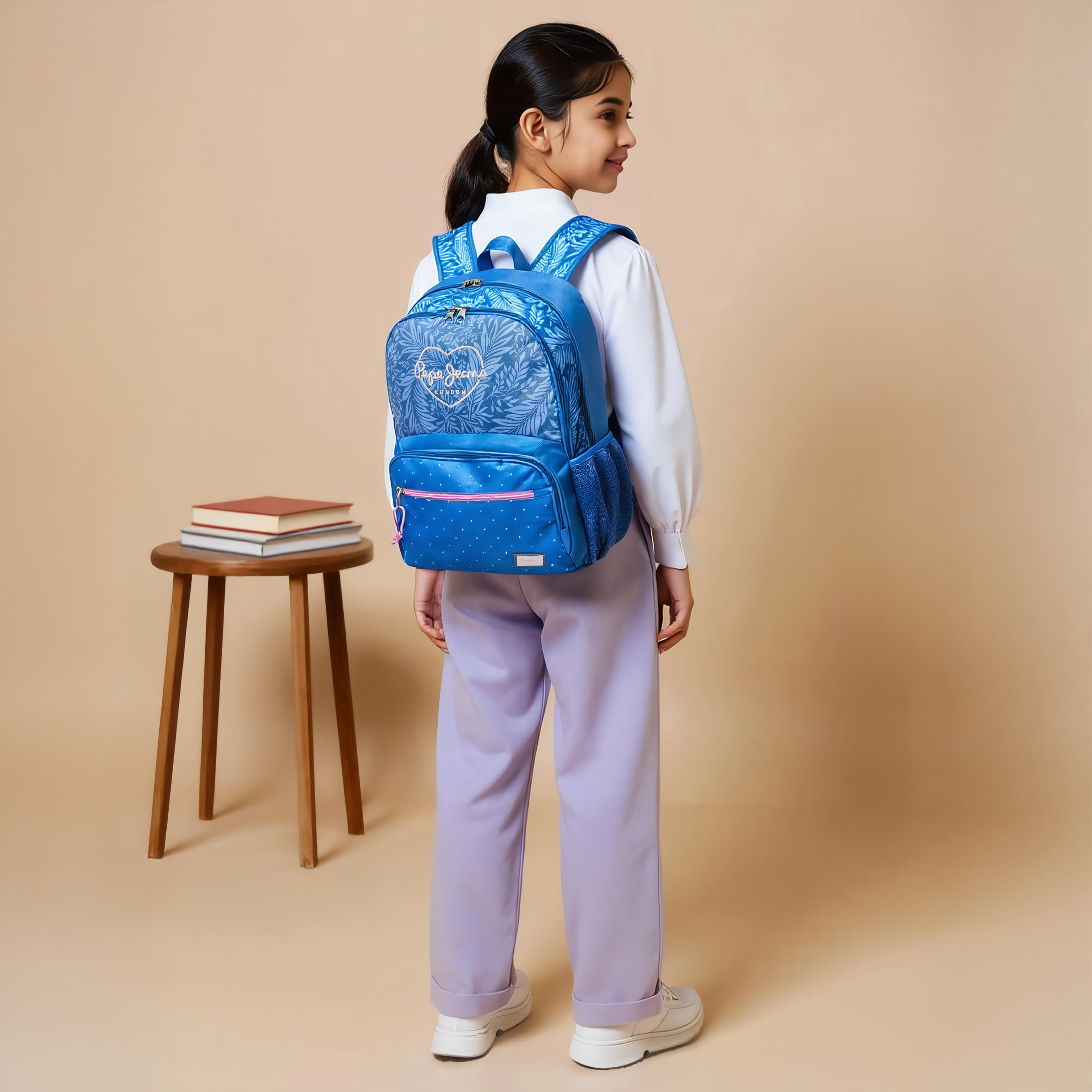 Pepe Jeans Coralie Printed Backpack with Adjustable Straps and Zip Closure - 33x46x17 cms-school-bagsandbackpacks-backpacks-image-3