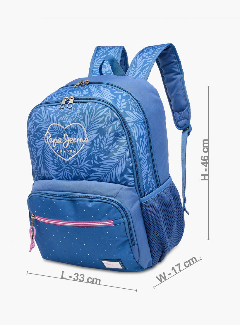 Pepe Jeans Coralie Printed Backpack with Adjustable Straps and Zip Closure - 33x46x17 cms-school-bagsandbackpacks-backpacks-image-4