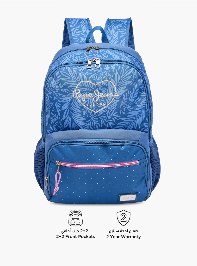 Pepe Jeans Coralie Printed Backpack with Adjustable Straps and Zip Closure - 33x46x17 cms-school-bagsandbackpacks-backpacks-image-6