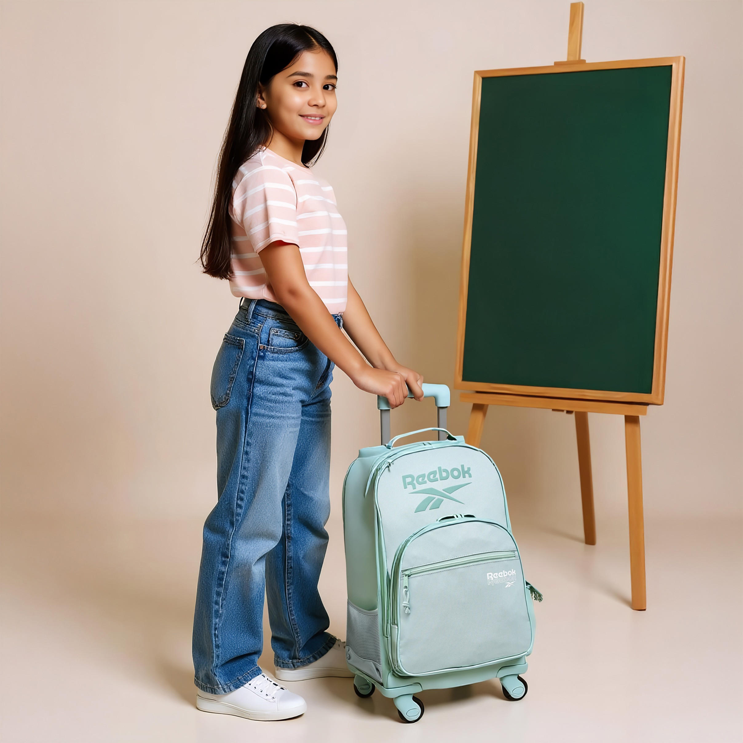Reebok Solid Trolley Bag for Girls 8-13 Years with Retractable Handle -school-bagsandbackpacks-trolleybags-image-3