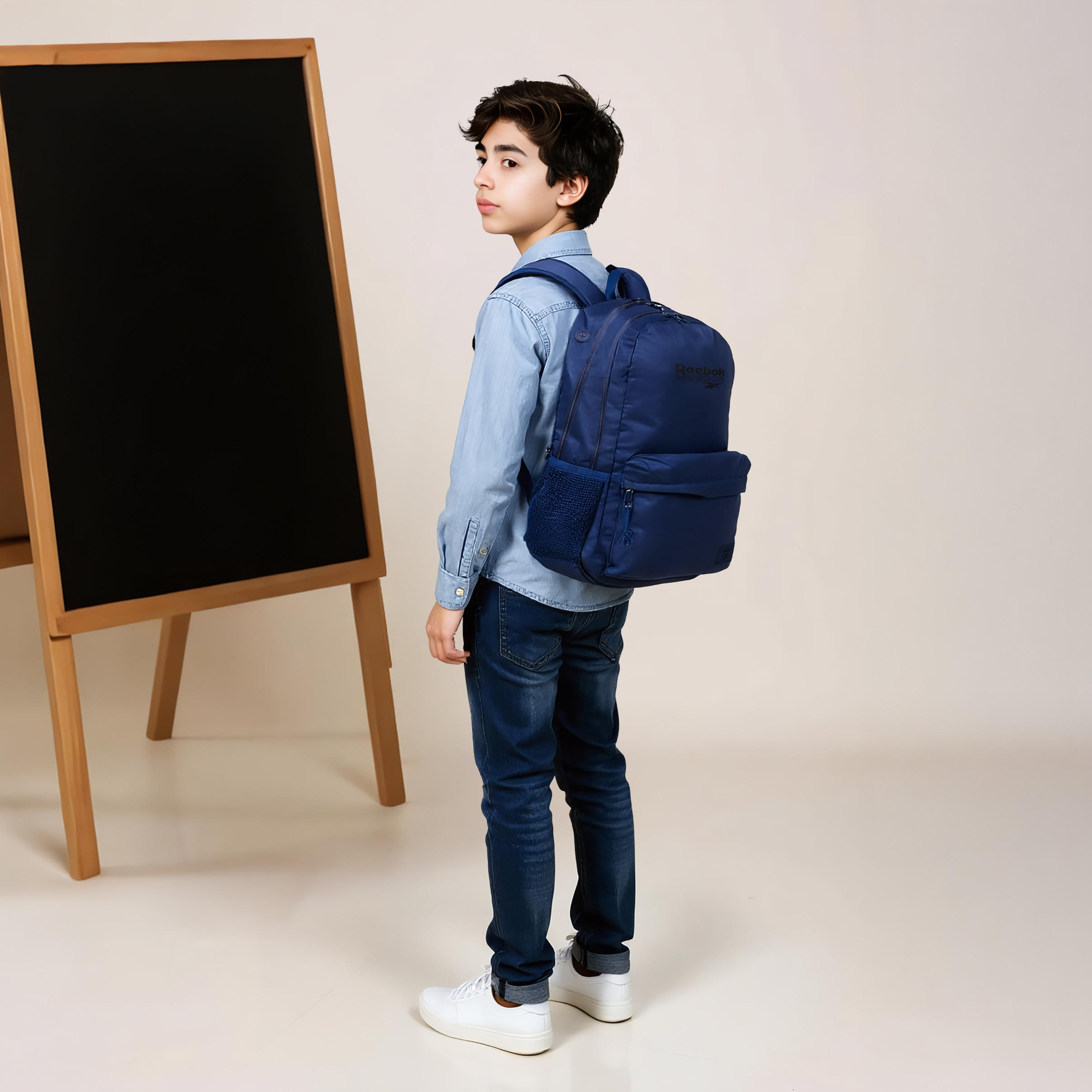 Reebok Melbourne Logo Print Backpack with Adjustable Straps and Zip Closure - 33x44x21 cms-school-bagsandbackpacks-backpacks-image-2