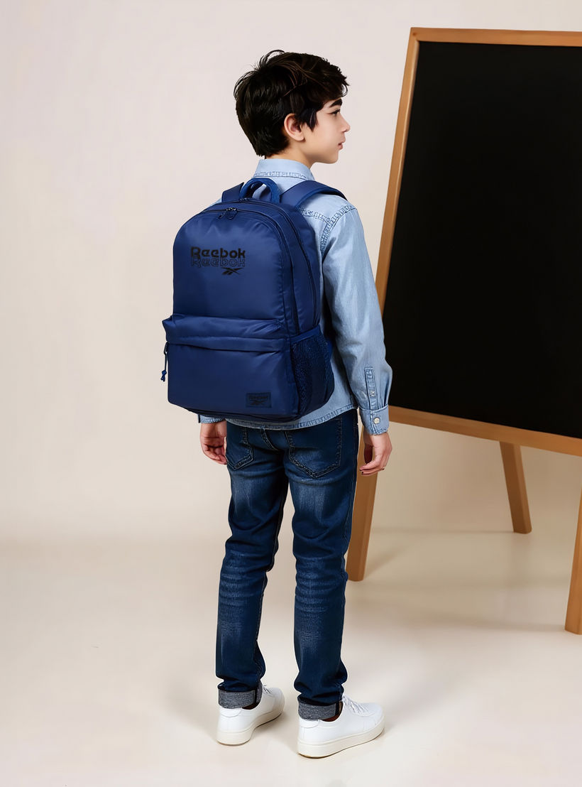 Reebok Melbourne Logo Print Backpack with Adjustable Straps and Zip Closure - 33x44x21 cms-school-bagsandbackpacks-backpacks-image-3