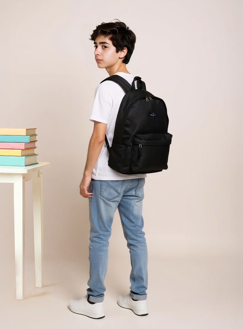 Pepe Jeans Textured Backpack with Adjustable Shoulder Straps - 33x44x21 cms-school-bagsandbackpacks-backpacks-image-2
