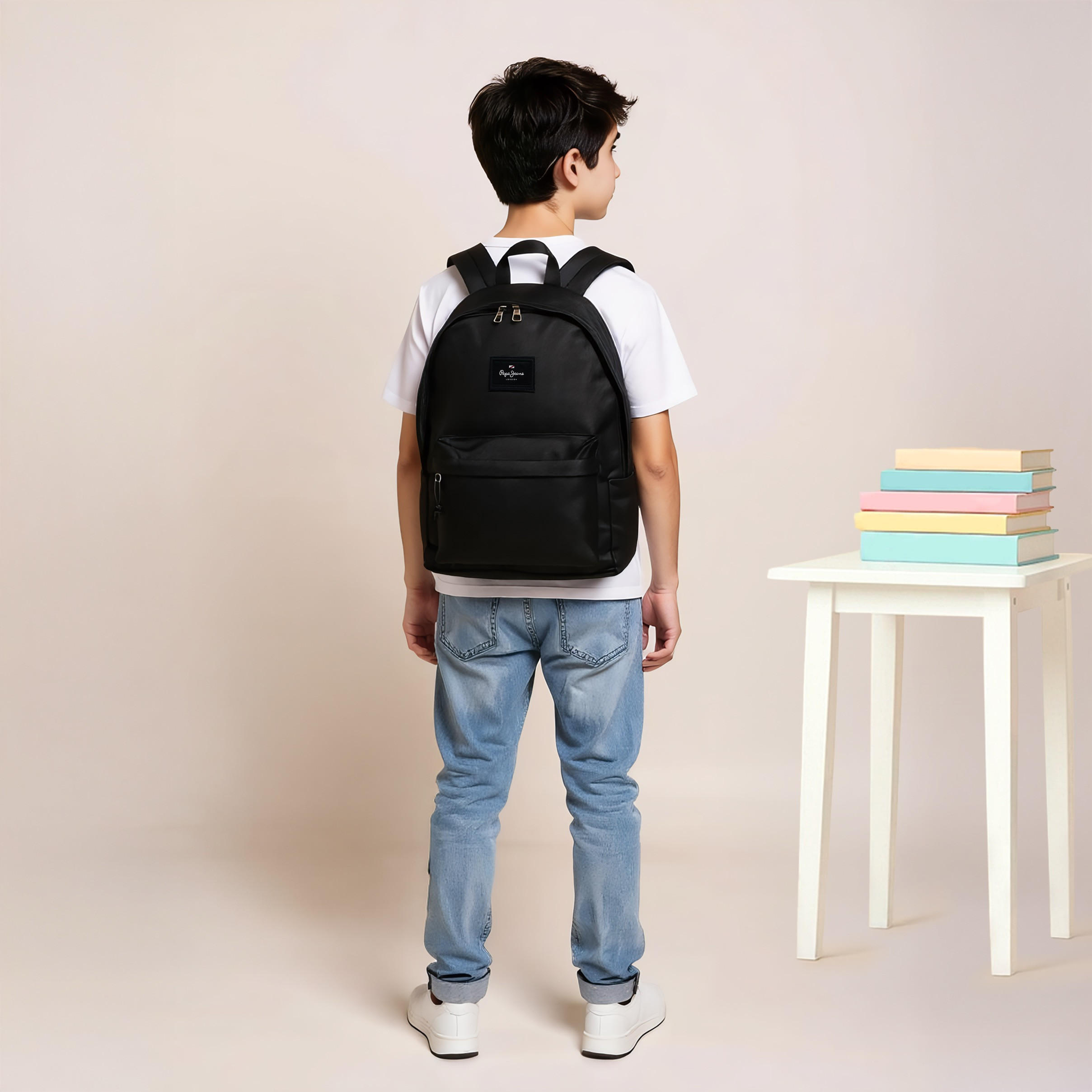 Pepe Jeans Textured Backpack with Adjustable Shoulder Straps - 33x44x21 cms-school-bagsandbackpacks-backpacks-image-3