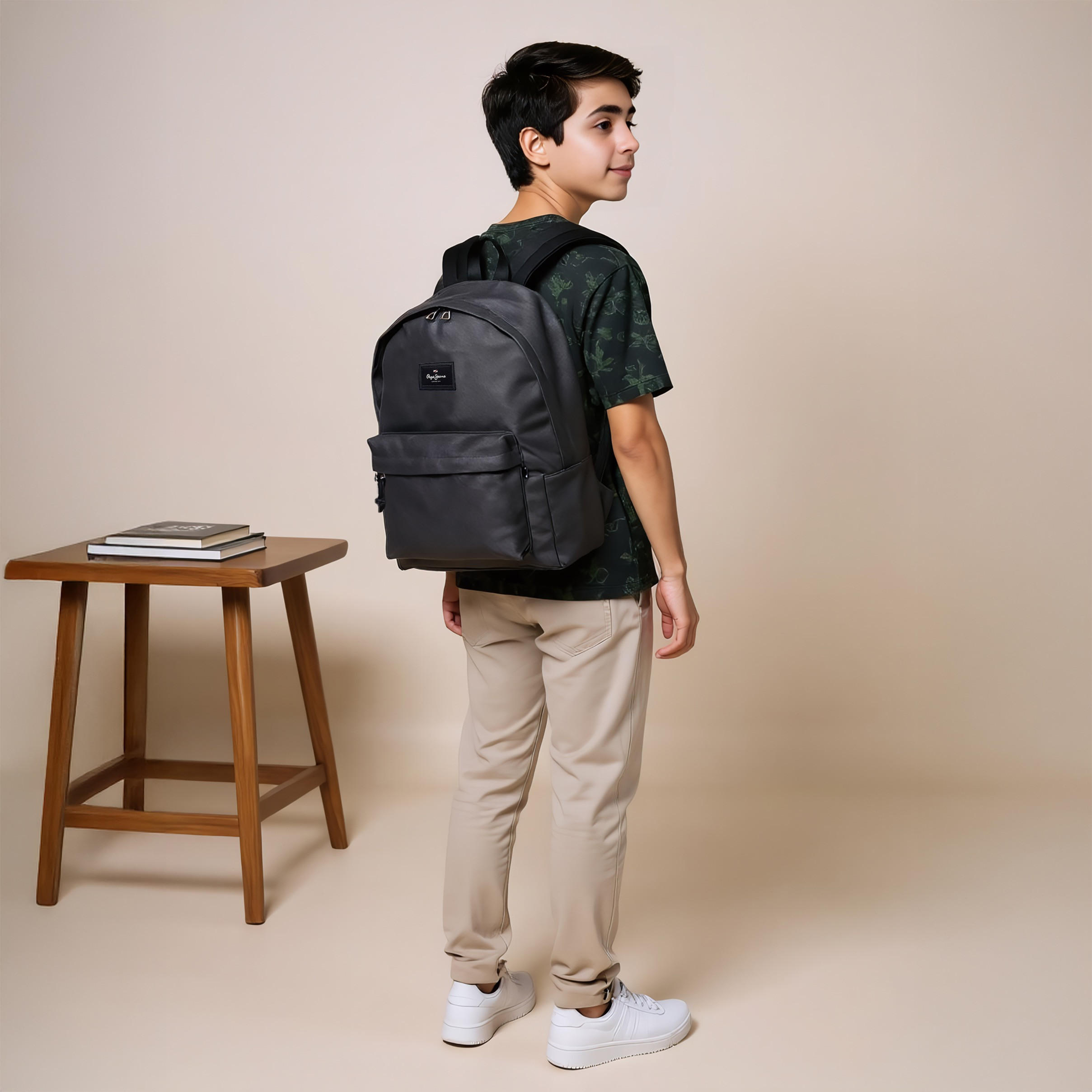 Pepe Jeans Solid Backpack with Adjustable Strap and Pencil Pouch - 33x44x21 cms-school-bagsandbackpacks-sets-image-2