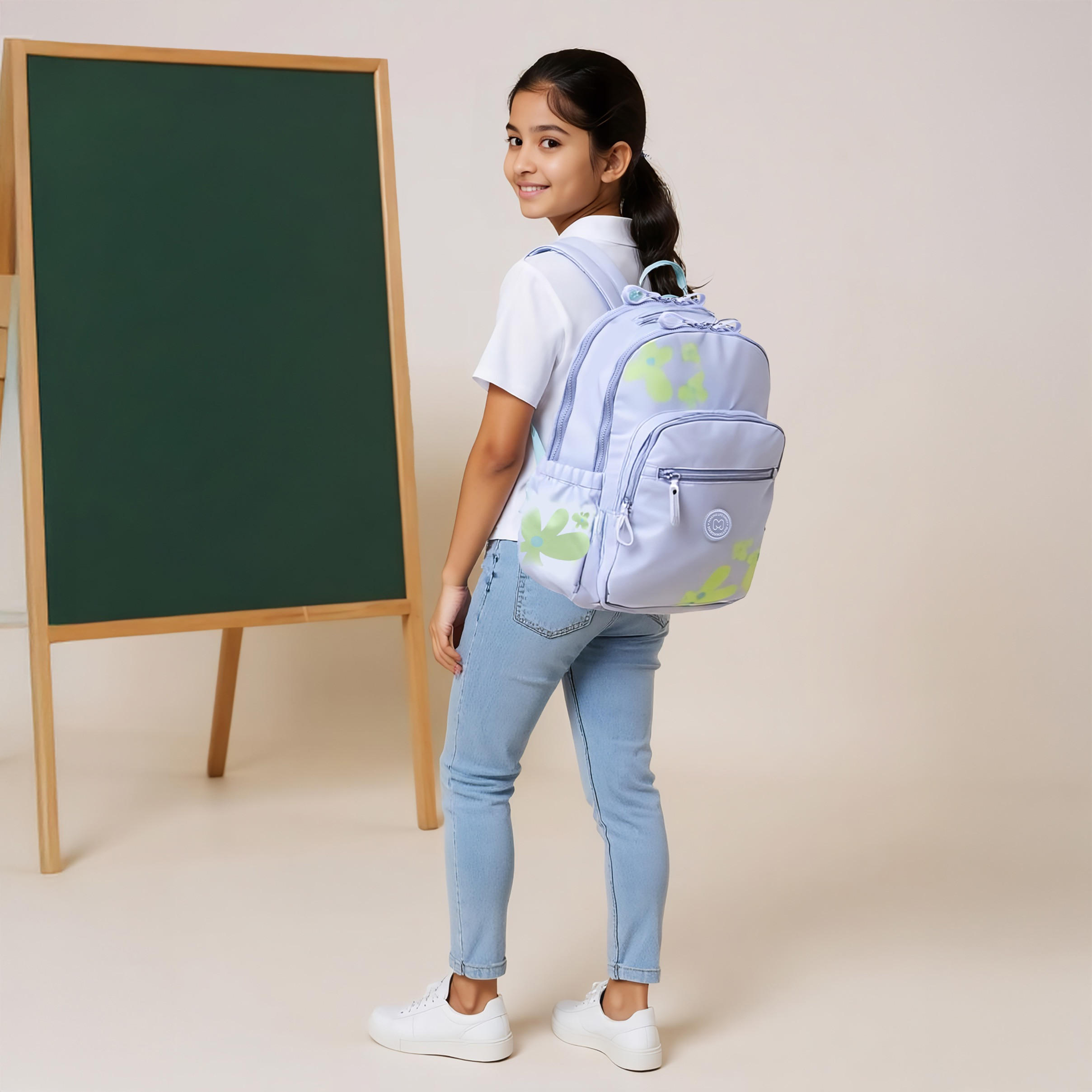 شنطة ظهر بطبعات زهور وحمّالات قابلة للتعديل وسحاب إغلاق من مارشميلو - 33×43×16 سم.-school-bagsandbackpacks-backpacks-image-2