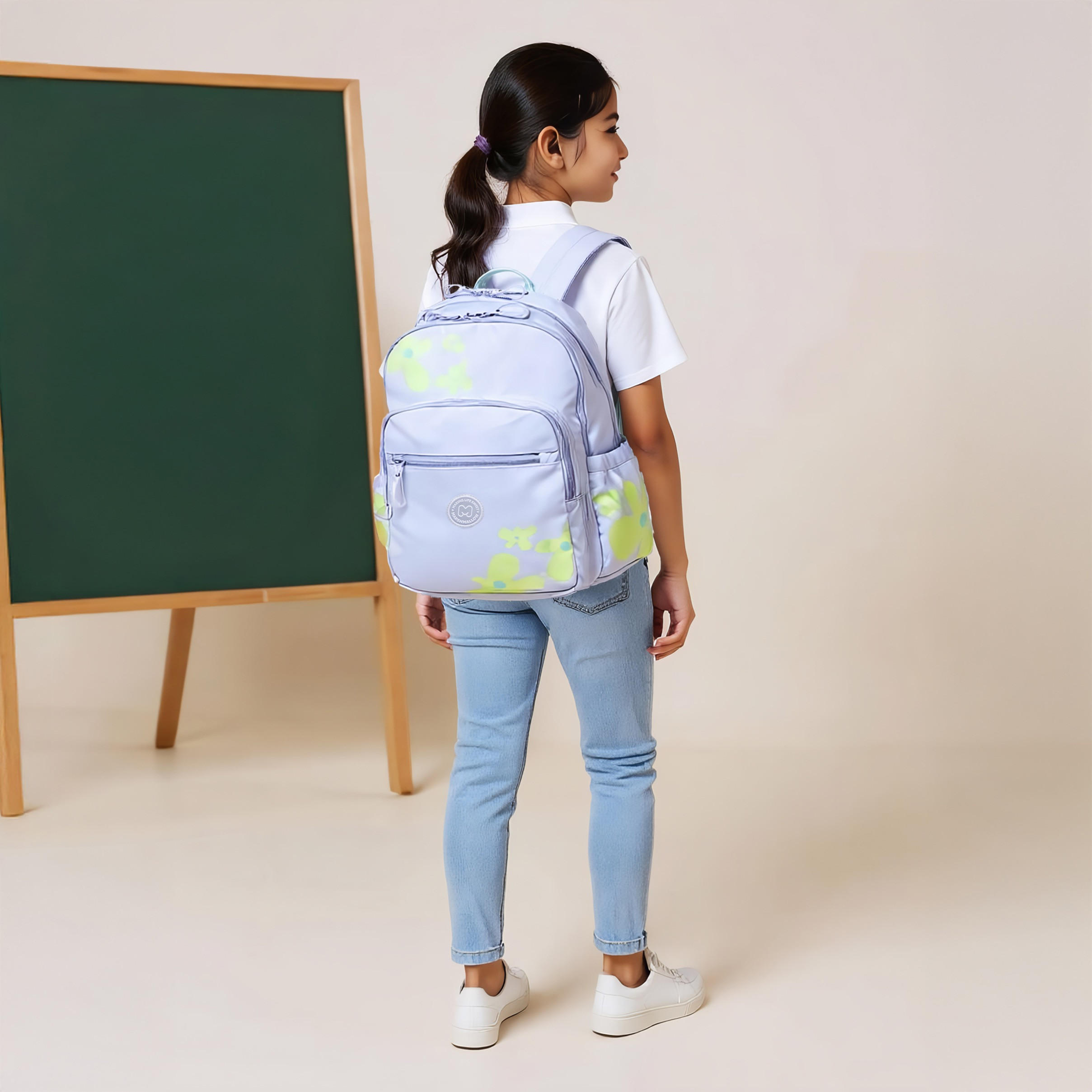 شنطة ظهر بطبعات زهور وحمّالات قابلة للتعديل وسحاب إغلاق من مارشميلو - 33×43×16 سم.-school-bagsandbackpacks-backpacks-image-3