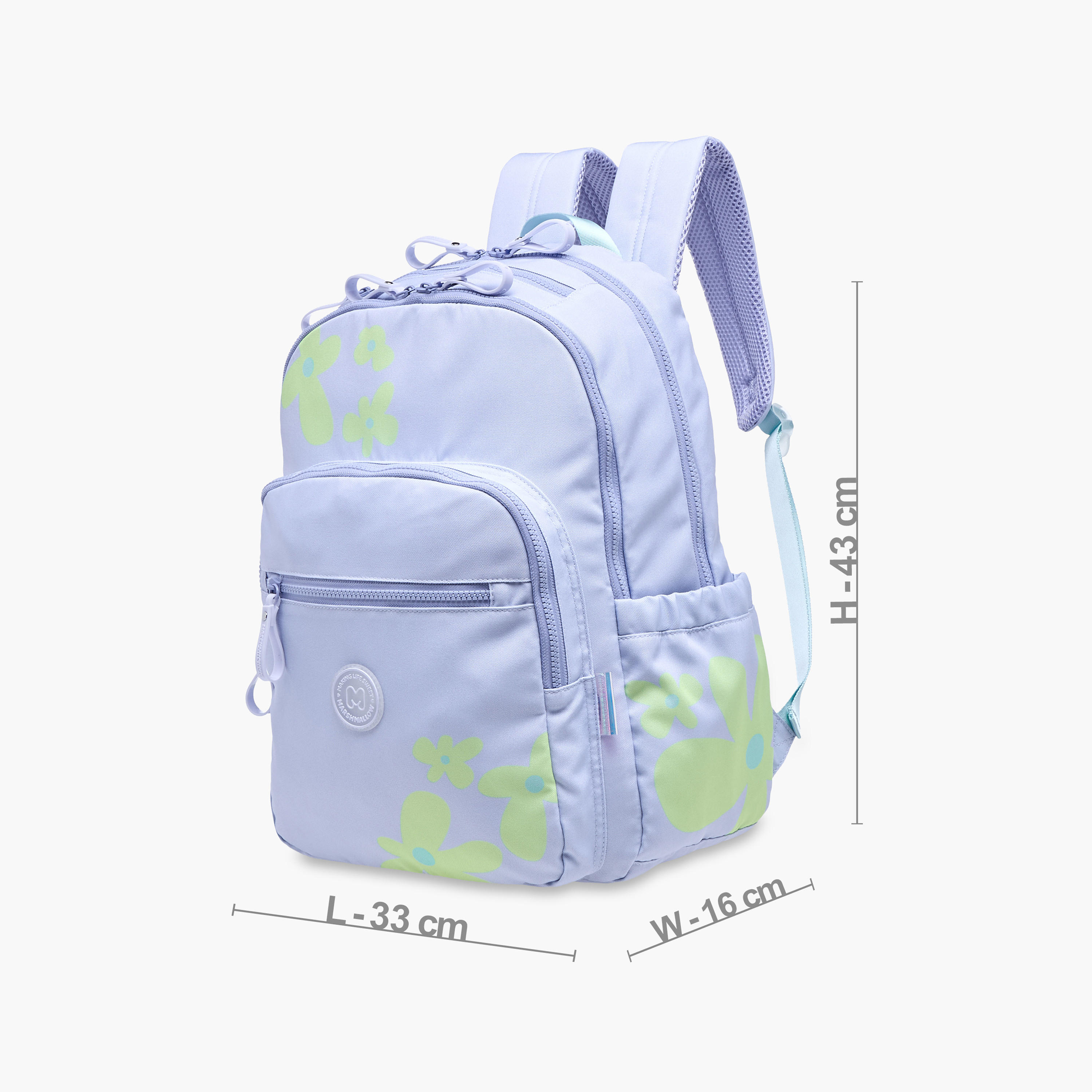 شنطة ظهر بطبعات زهور وحمّالات قابلة للتعديل وسحاب إغلاق من مارشميلو - 33×43×16 سم.-school-bagsandbackpacks-backpacks-image-4