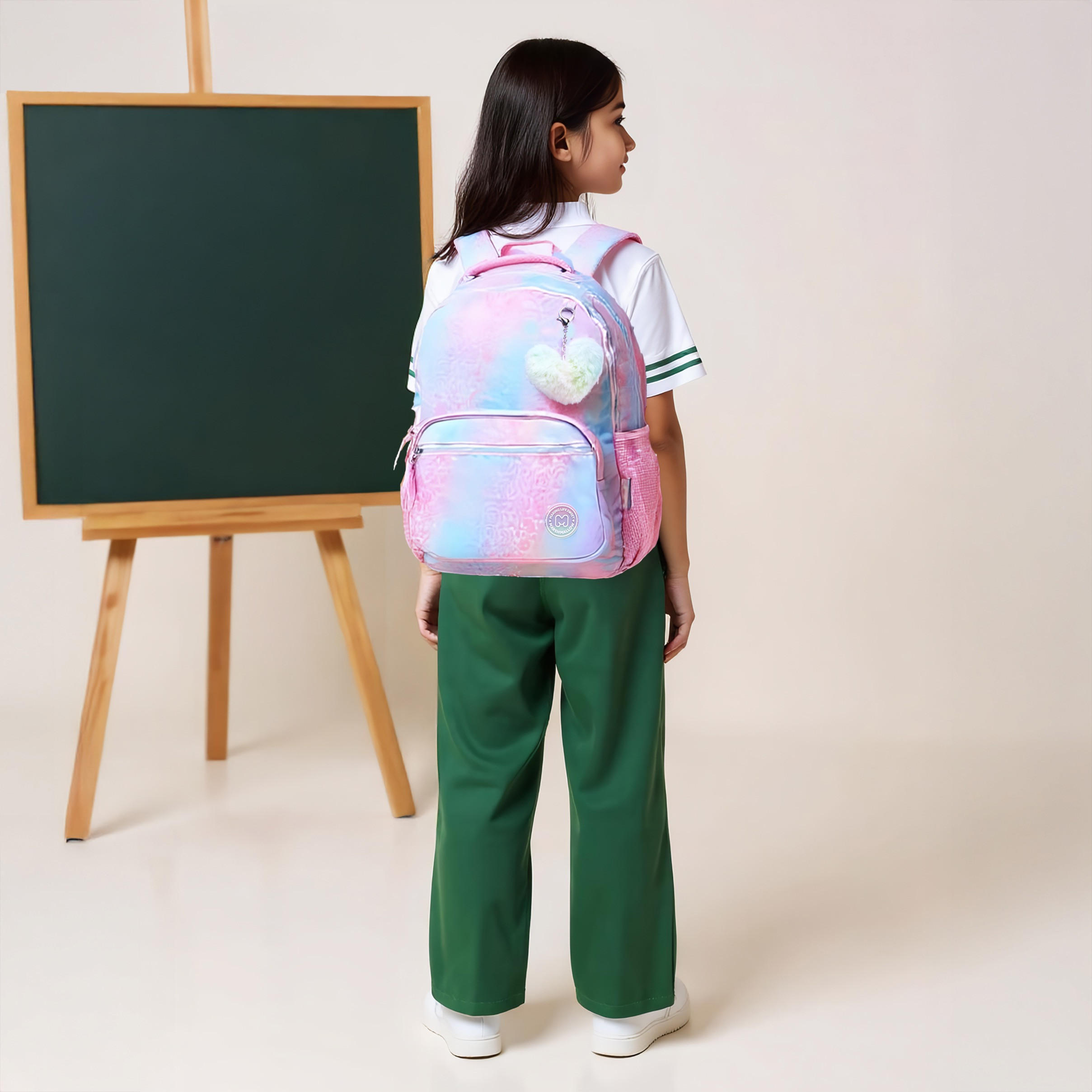 شنطة ظهر بحمالات قابلة للتعديل وسحاب إغلاق وطبعات آيريس من مارشيملو - 33x43x16 سم-school-bagsandbackpacks-backpacks-image-3