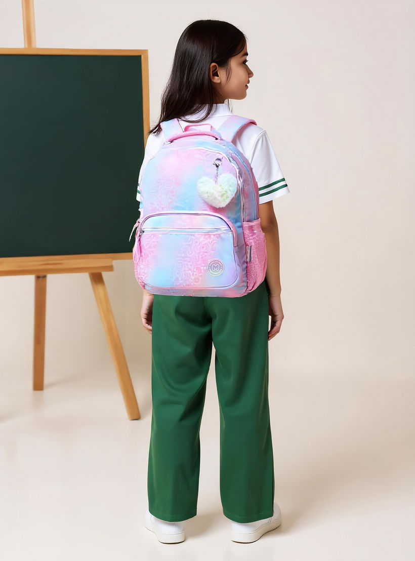 شنطة ظهر بحمالات قابلة للتعديل وسحاب إغلاق وطبعات آيريس من مارشيملو - 33x43x16 سم-school-bagsandbackpacks-backpacks-image-3