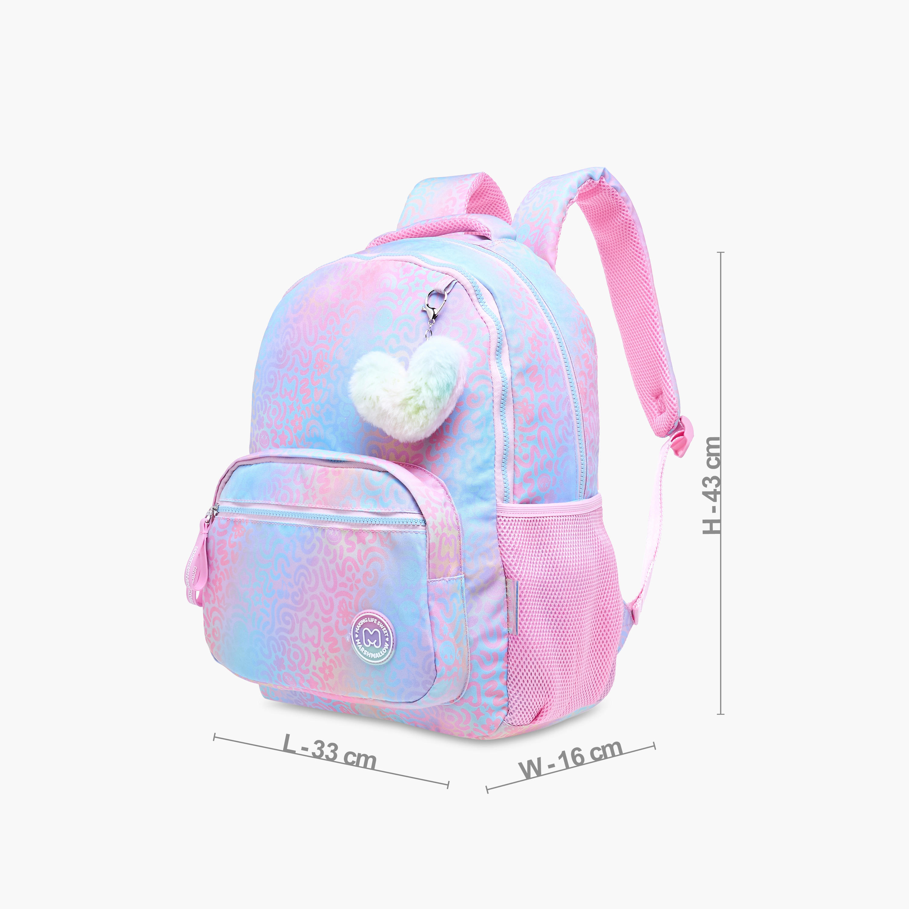 شنطة ظهر بحمالات قابلة للتعديل وسحاب إغلاق وطبعات آيريس من مارشيملو - 33x43x16 سم-school-bagsandbackpacks-backpacks-image-4