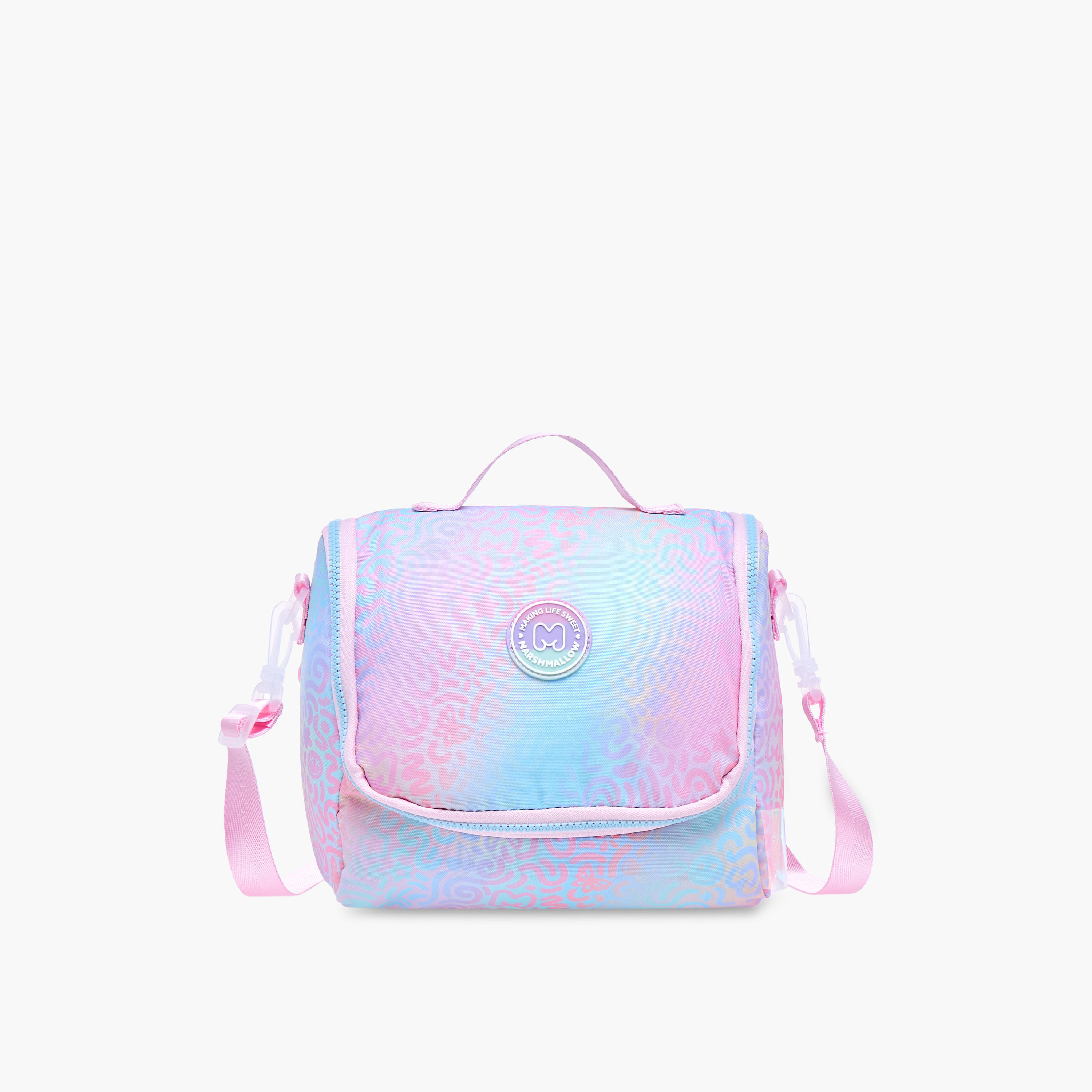 MARSHMALLOW Iris Slogan Applique Lunch Bag with Zip Closure-school-lunchessentials-lunchbags-image-1