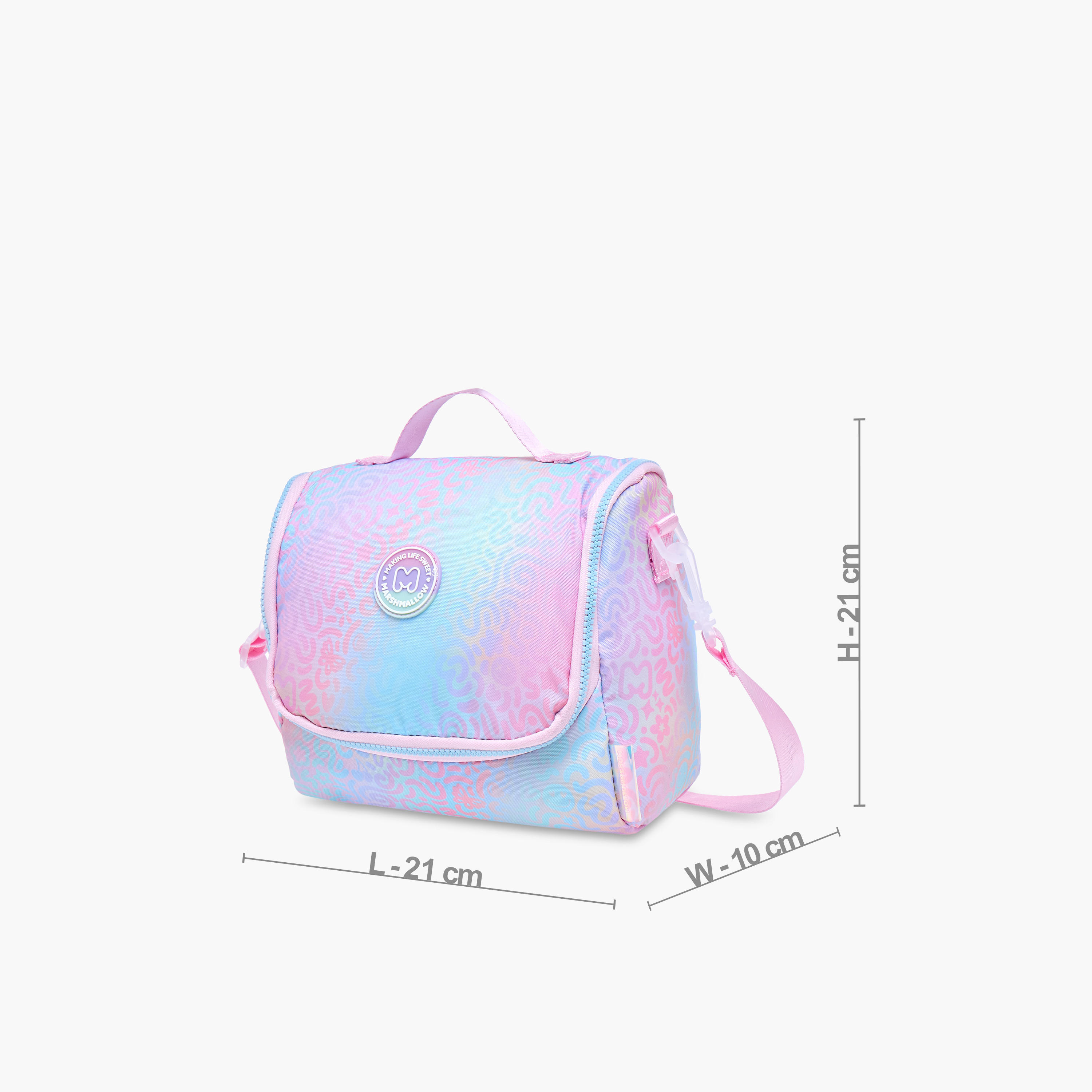 MARSHMALLOW Iris Slogan Applique Lunch Bag with Zip Closure-school-lunchessentials-lunchbags-image-2