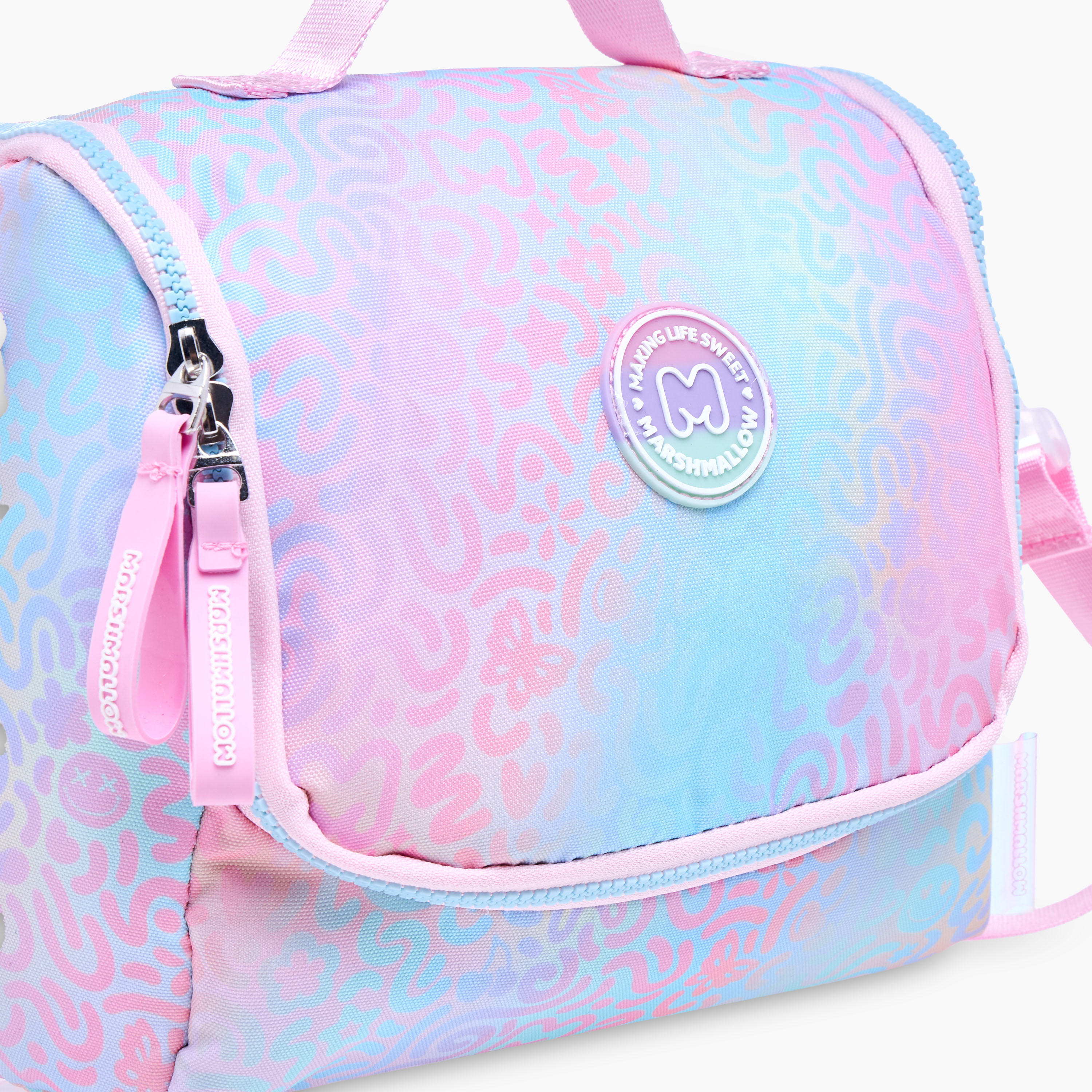 MARSHMALLOW Iris Slogan Applique Lunch Bag with Zip Closure-school-lunchessentials-lunchbags-image-5