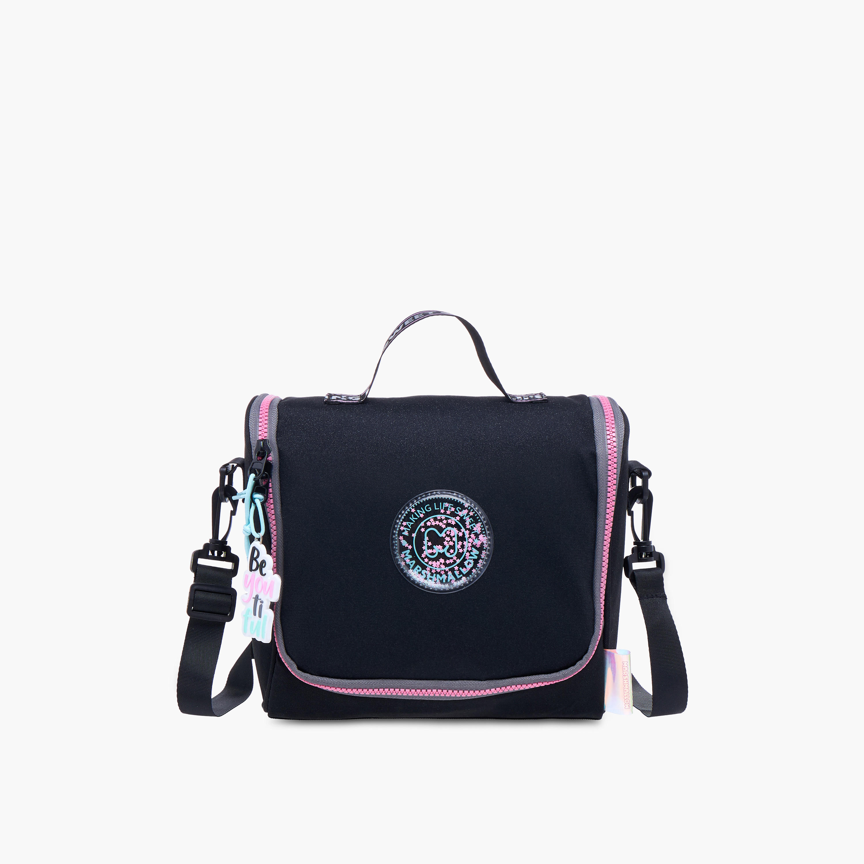 MARSHMALLOW Stellar Slogan Applique Lunch Bag with Zip Closure-school-lunchessentials-lunchbags-image-1