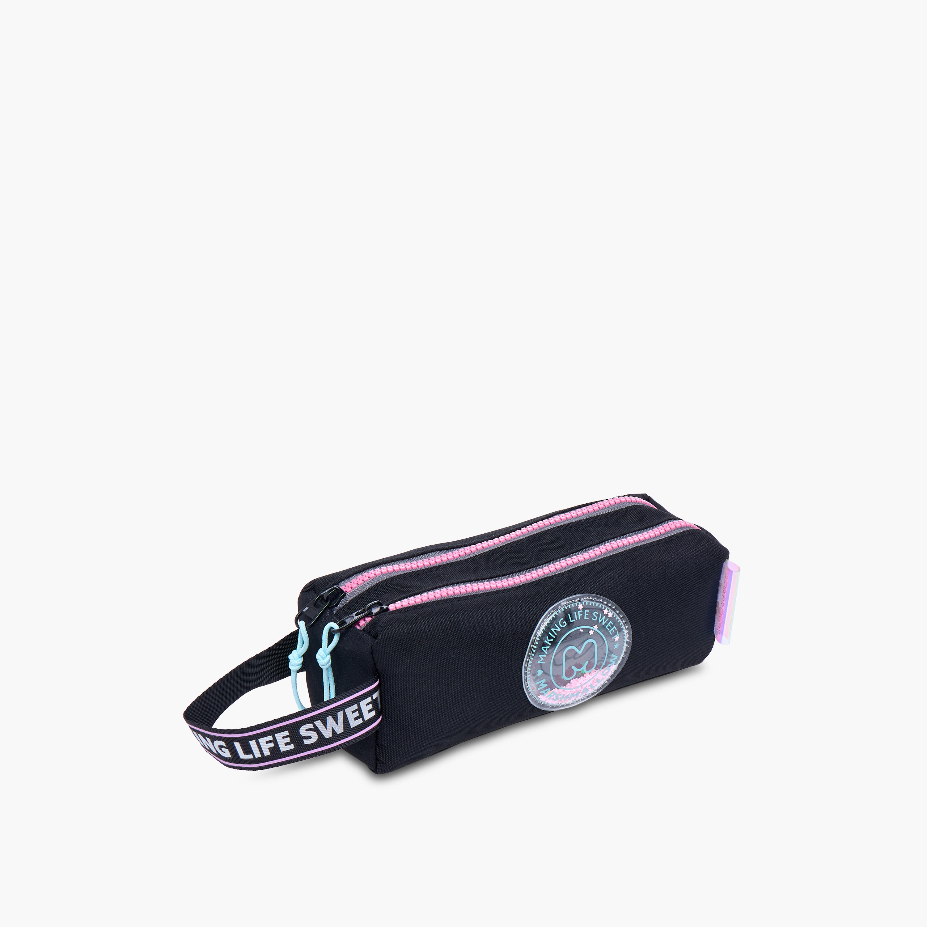 MARSHMALLOW Stellar Slogan Applique 2-Compartment Pencil Pouch with Zip Closure-school-stationery-pencilcases-image-2