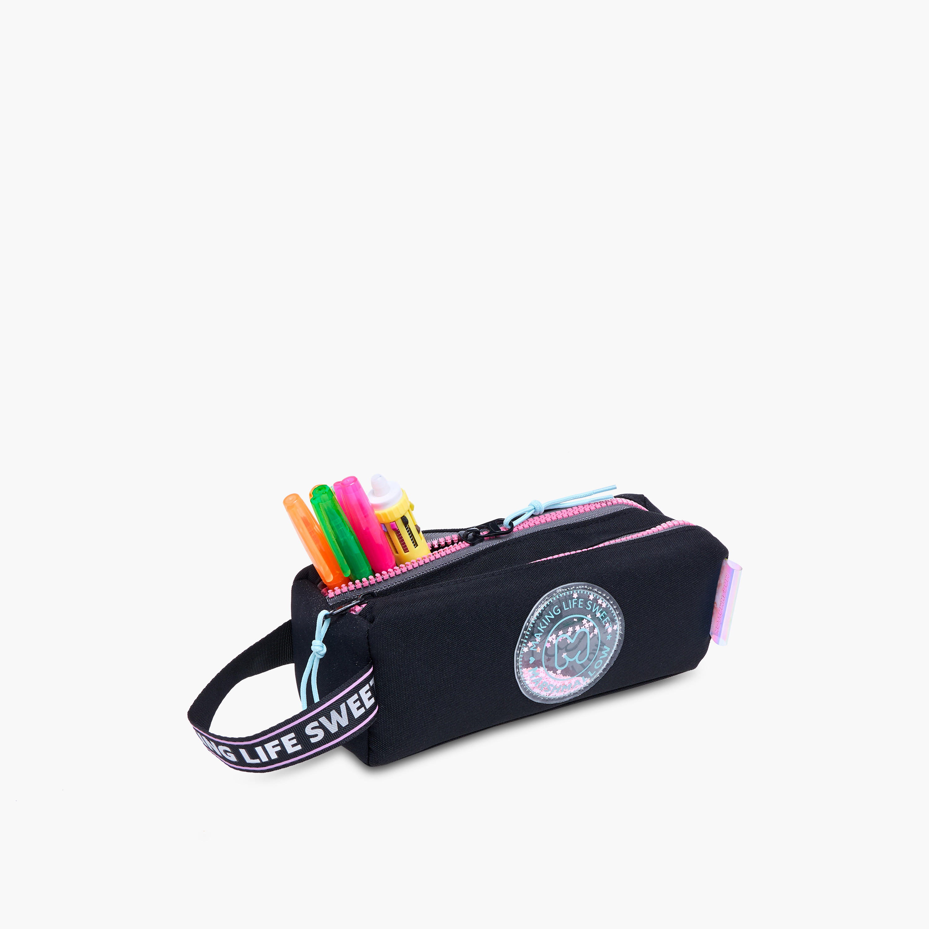 MARSHMALLOW Stellar Slogan Applique 2-Compartment Pencil Pouch with Zip Closure-school-stationery-pencilcases-image-5