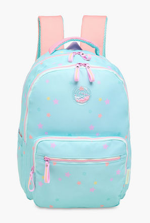 MARSHMALLOW All-Over Star Print Backpack with Adjustable Straps and Zip Closure - 33x43x16 cms-school-image-1