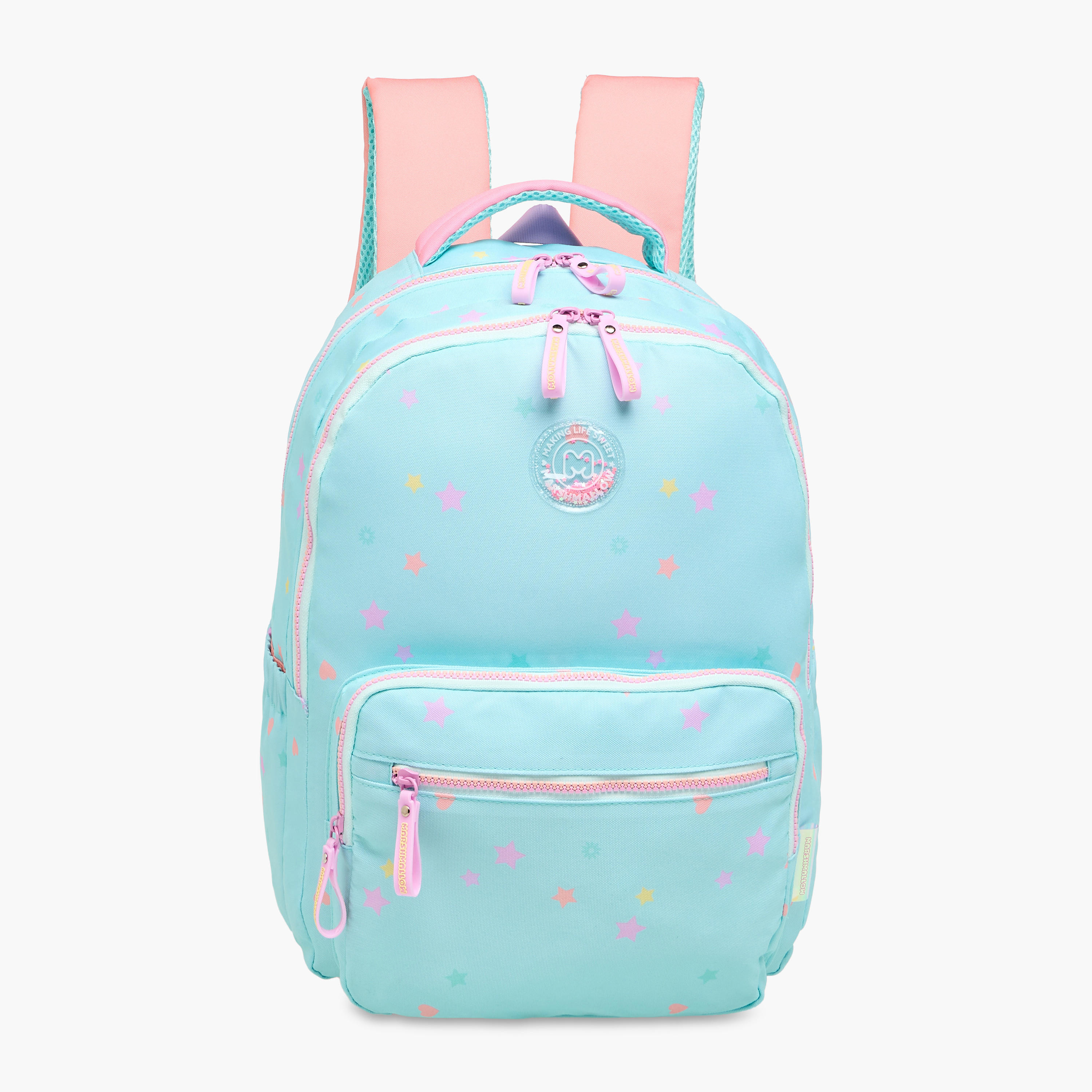 MARSHMALLOW All-Over Star Print Backpack with Adjustable Straps and Zip Closure - 33x43x16 cms-school-bagsandbackpacks-backpacks-image-1