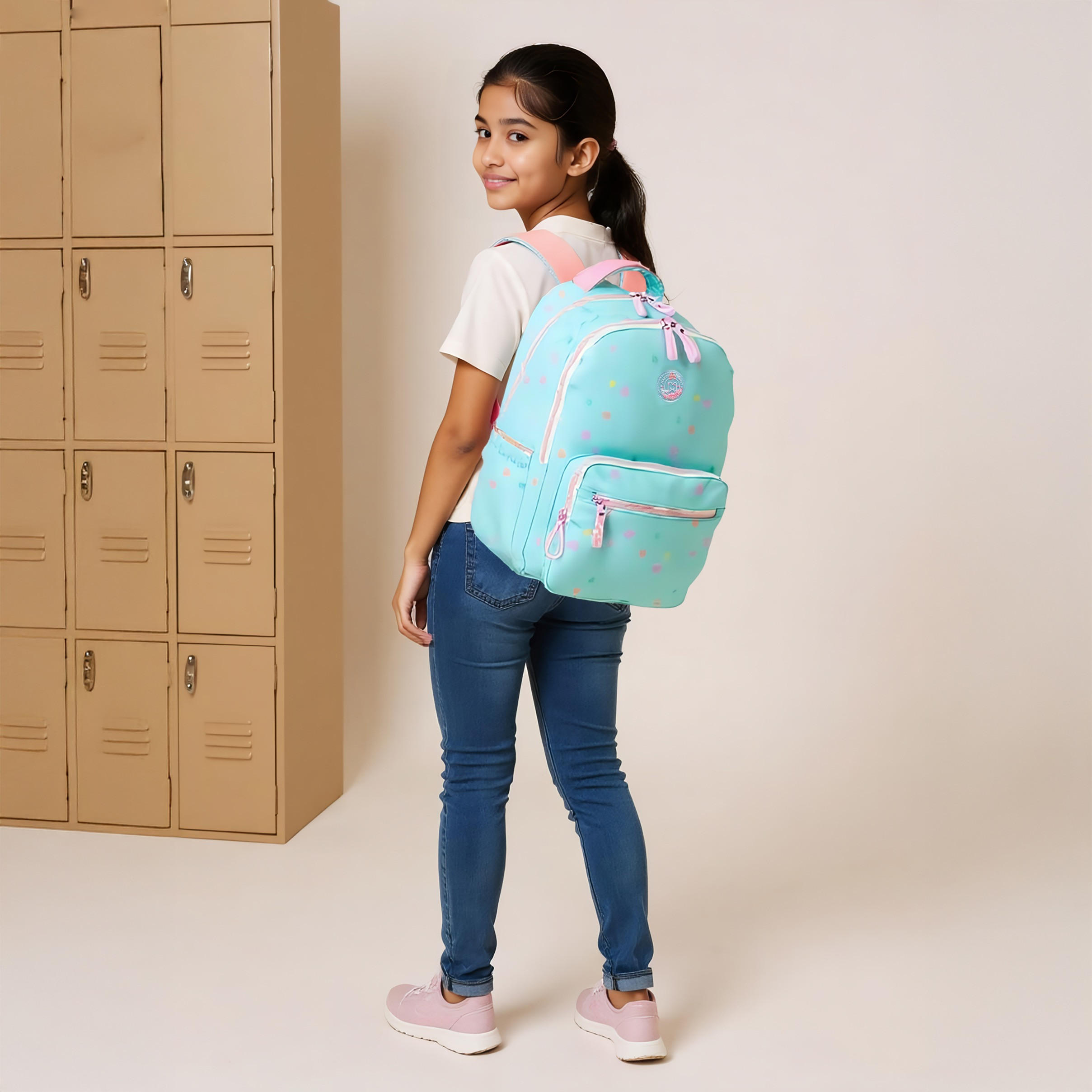 MARSHMALLOW All-Over Star Print Backpack with Adjustable Straps and Zip Closure - 33x43x16 cms-school-bagsandbackpacks-backpacks-image-2