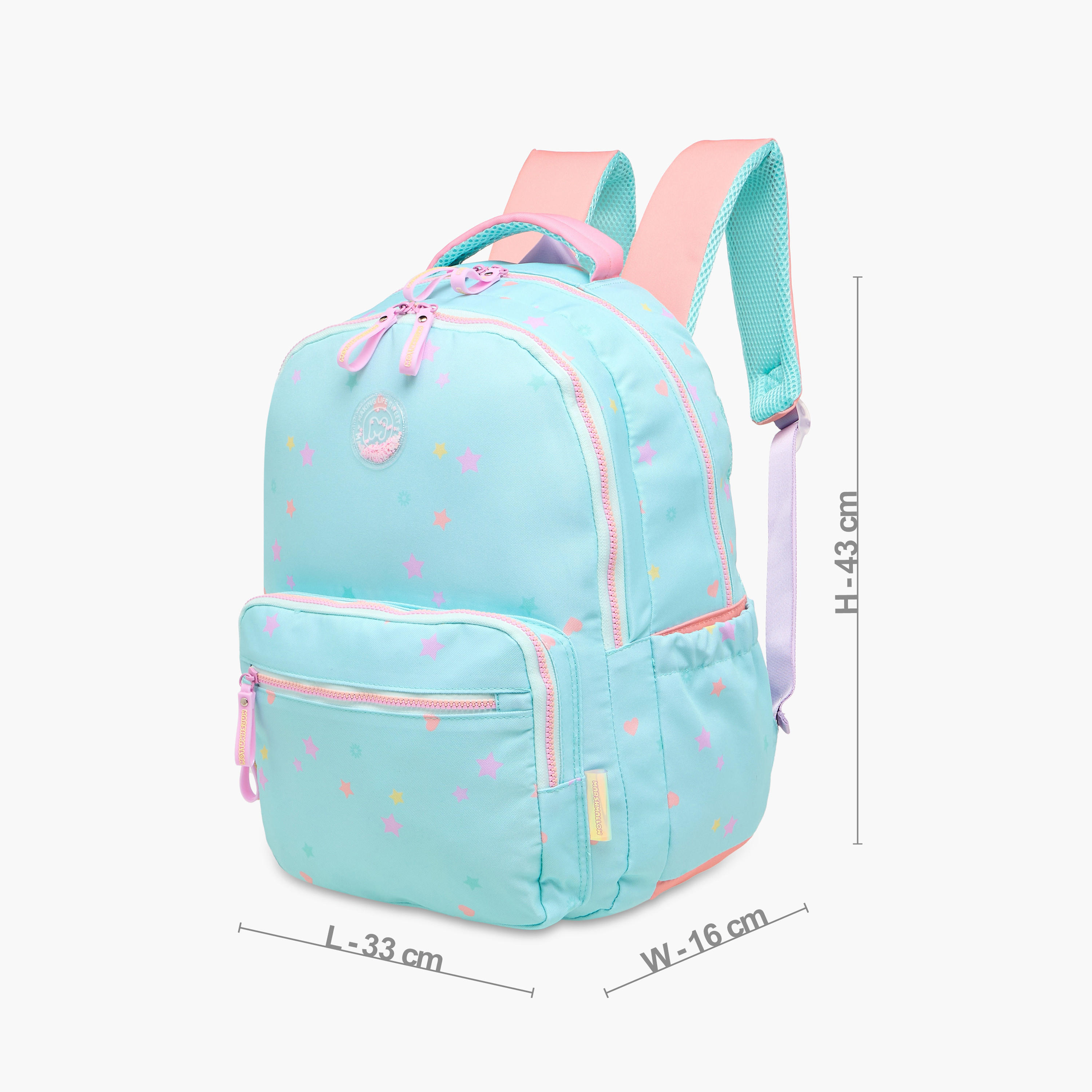 MARSHMALLOW All-Over Star Print Backpack with Adjustable Straps and Zip Closure - 33x43x16 cms-school-bagsandbackpacks-backpacks-image-4