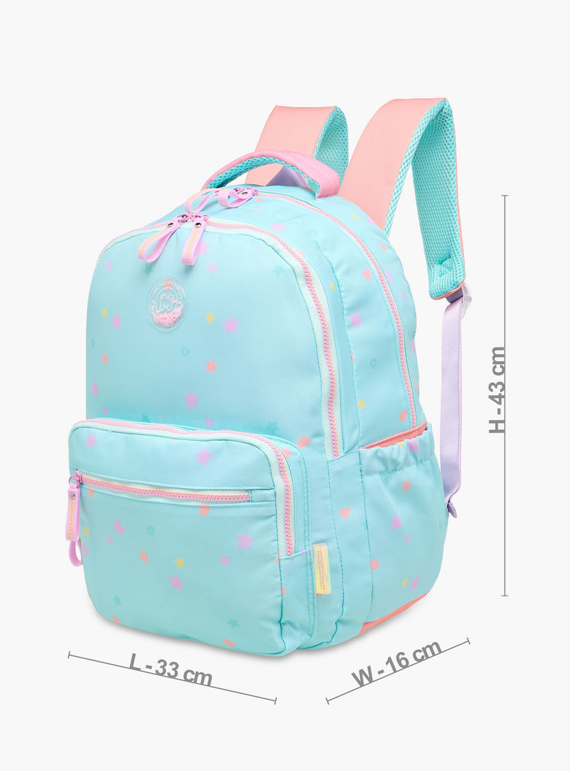 MARSHMALLOW All-Over Star Print Backpack with Adjustable Straps and Zip Closure - 33x43x16 cms-school-bagsandbackpacks-backpacks-image-4