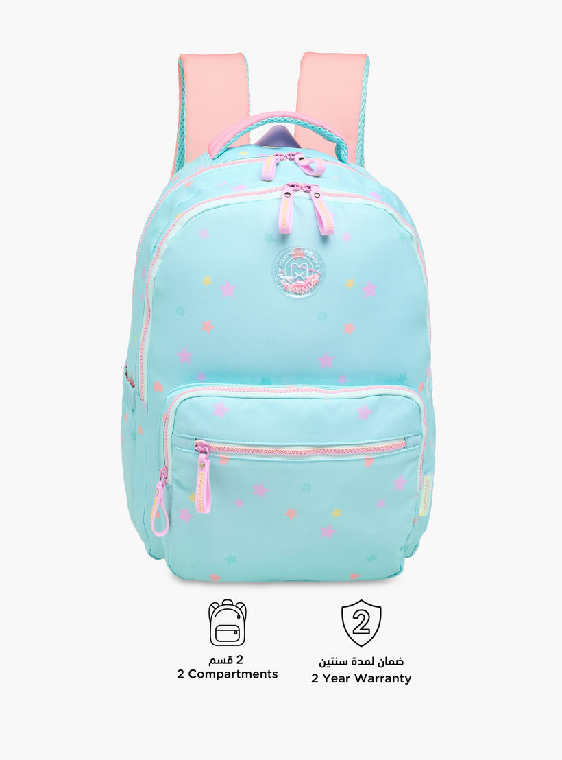 MARSHMALLOW All-Over Star Print Backpack with Adjustable Straps and Zip Closure - 33x43x16 cms-school-bagsandbackpacks-backpacks-image-6
