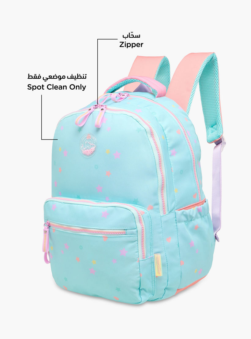 MARSHMALLOW All-Over Star Print Backpack with Adjustable Straps and Zip Closure - 33x43x16 cms-school-bagsandbackpacks-backpacks-image-8