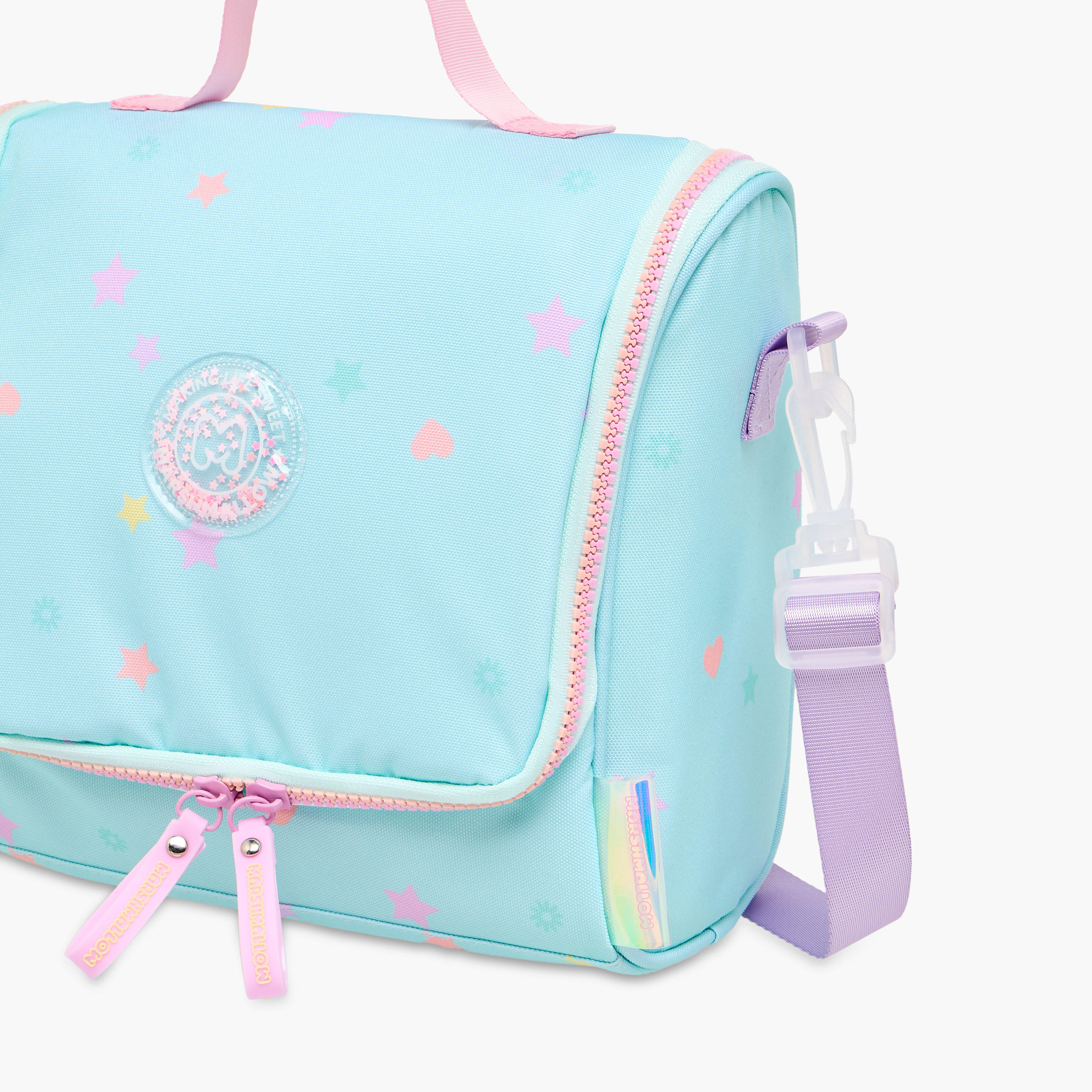 MARSHMALLOW Stardust Logo Applique Lunch Bag with Zip Closure-school-lunchessentials-lunchbags-image-5