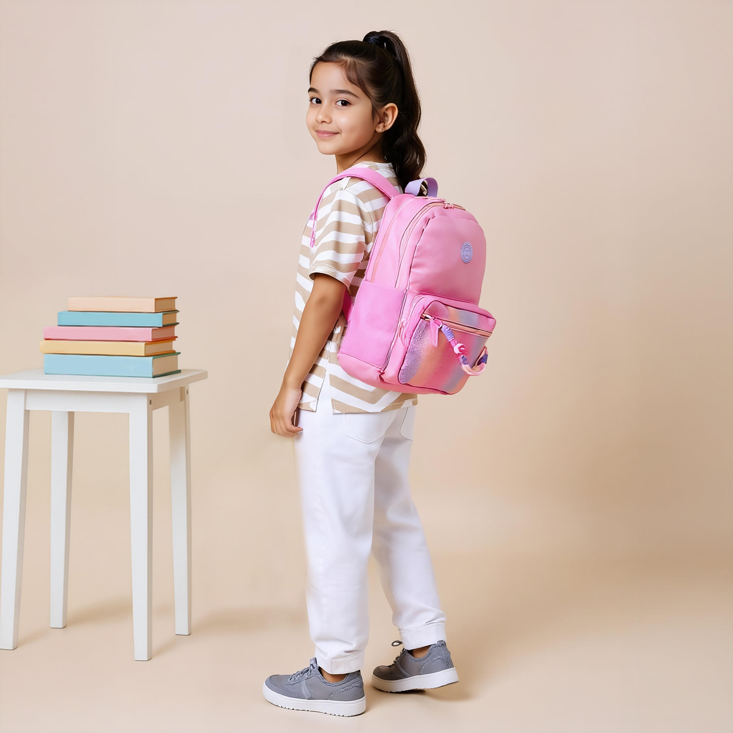 MARSHMALLOW Ombre Backpack with Adjustable Shoulder Straps and Zip Closure - 33x43x16 cm-school-bagsandbackpacks-backpacks-image-2