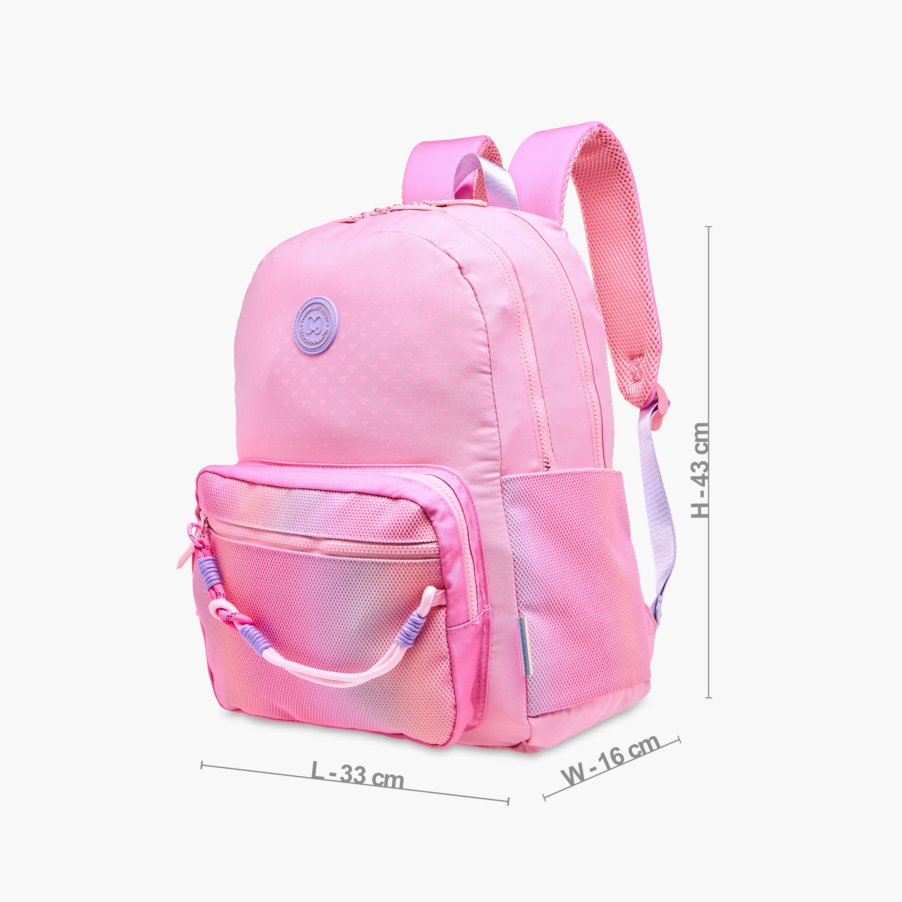 MARSHMALLOW Ombre Backpack with Adjustable Shoulder Straps and Zip Closure - 33x43x16 cm-school-bagsandbackpacks-backpacks-image-4