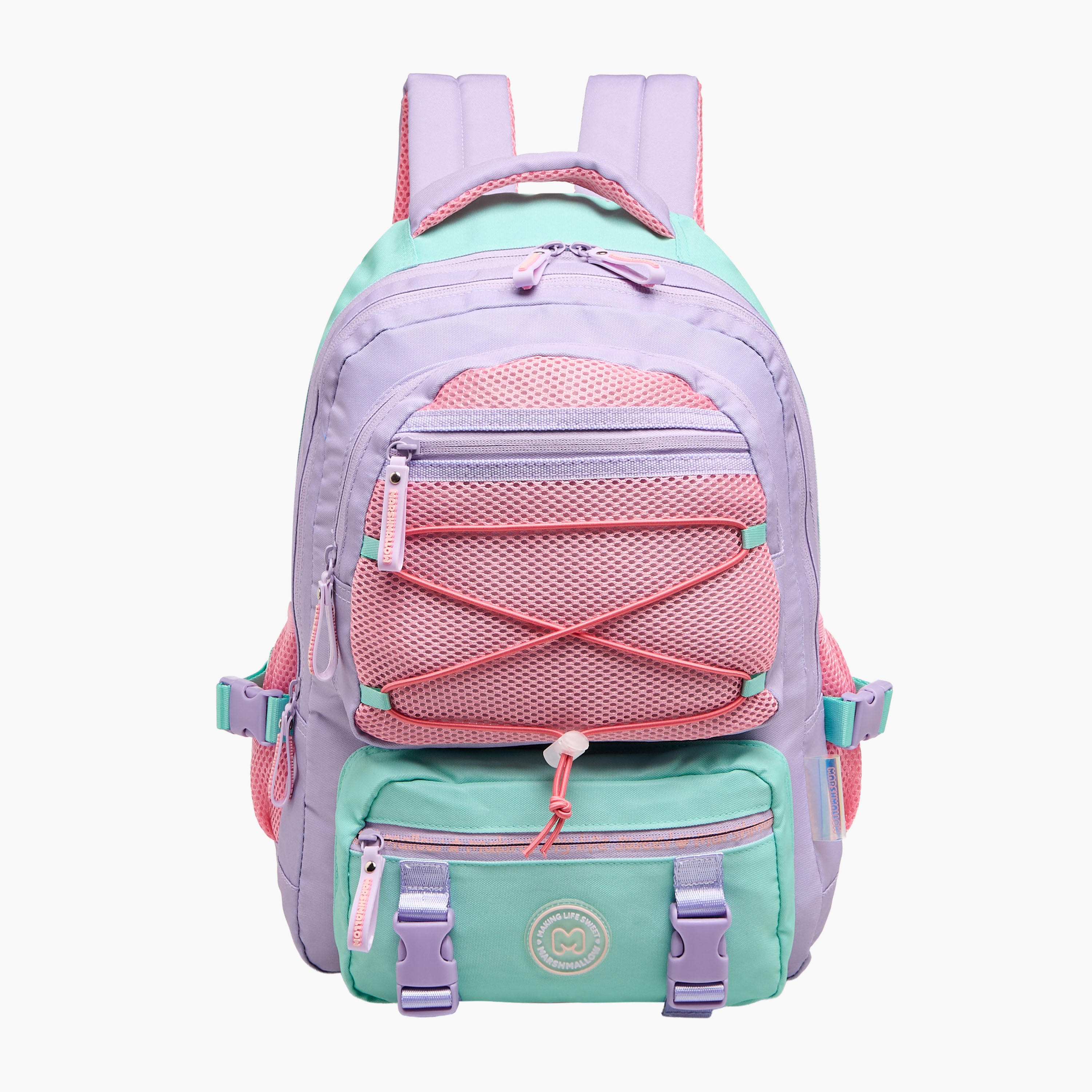 MARSHMALLOW Colourblock Backpack with Adjustable Shoulder Straps and Zip Closure - 33x43x16 cms-school-bagsandbackpacks-backpacks-image-1