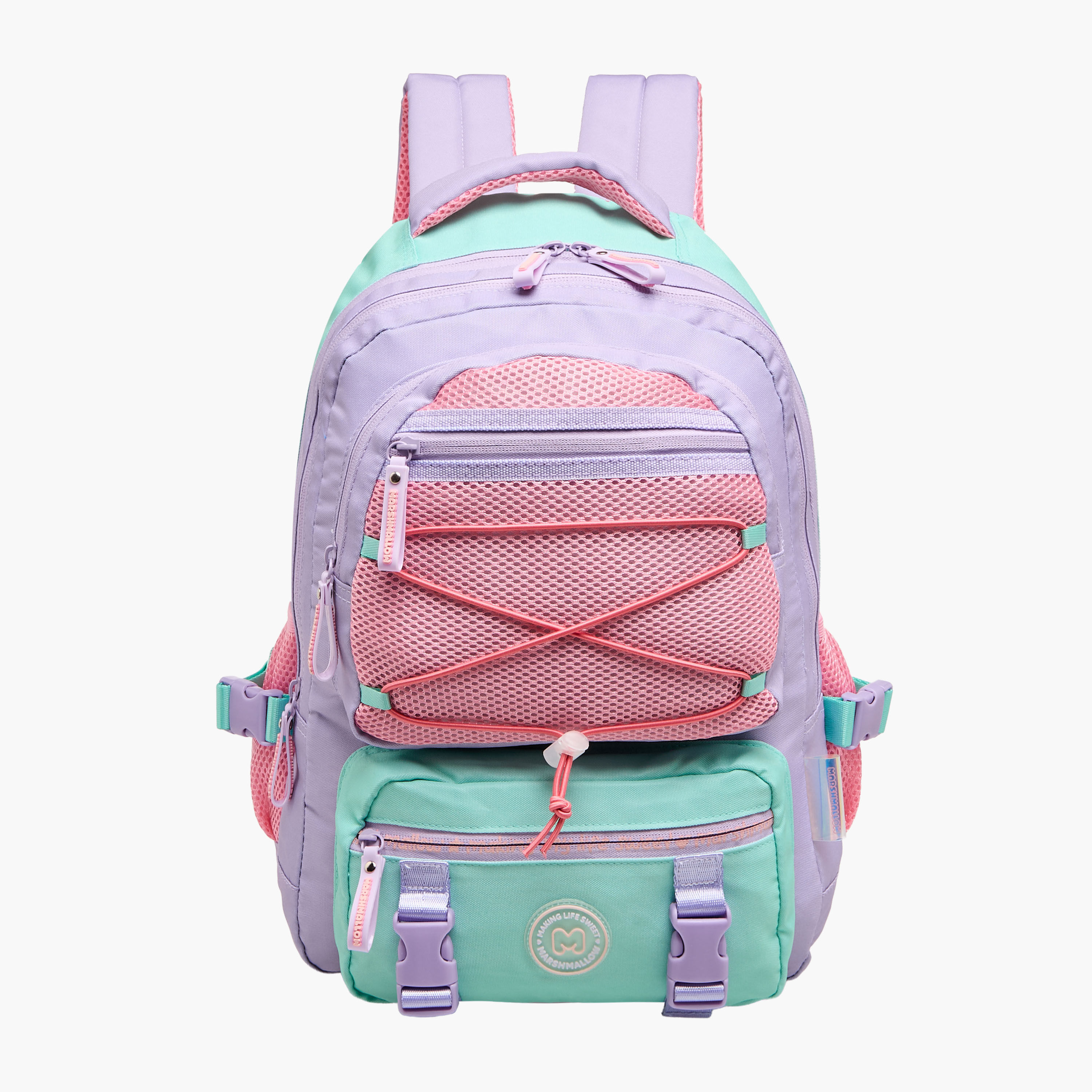 شنطة ظهر بقوالب ملونة وحمالات كتف قابلة للتعديل وسحاب إغلاق من مارشميلو - 33x43x16 سم-school-bagsandbackpacks-backpacks-image-1