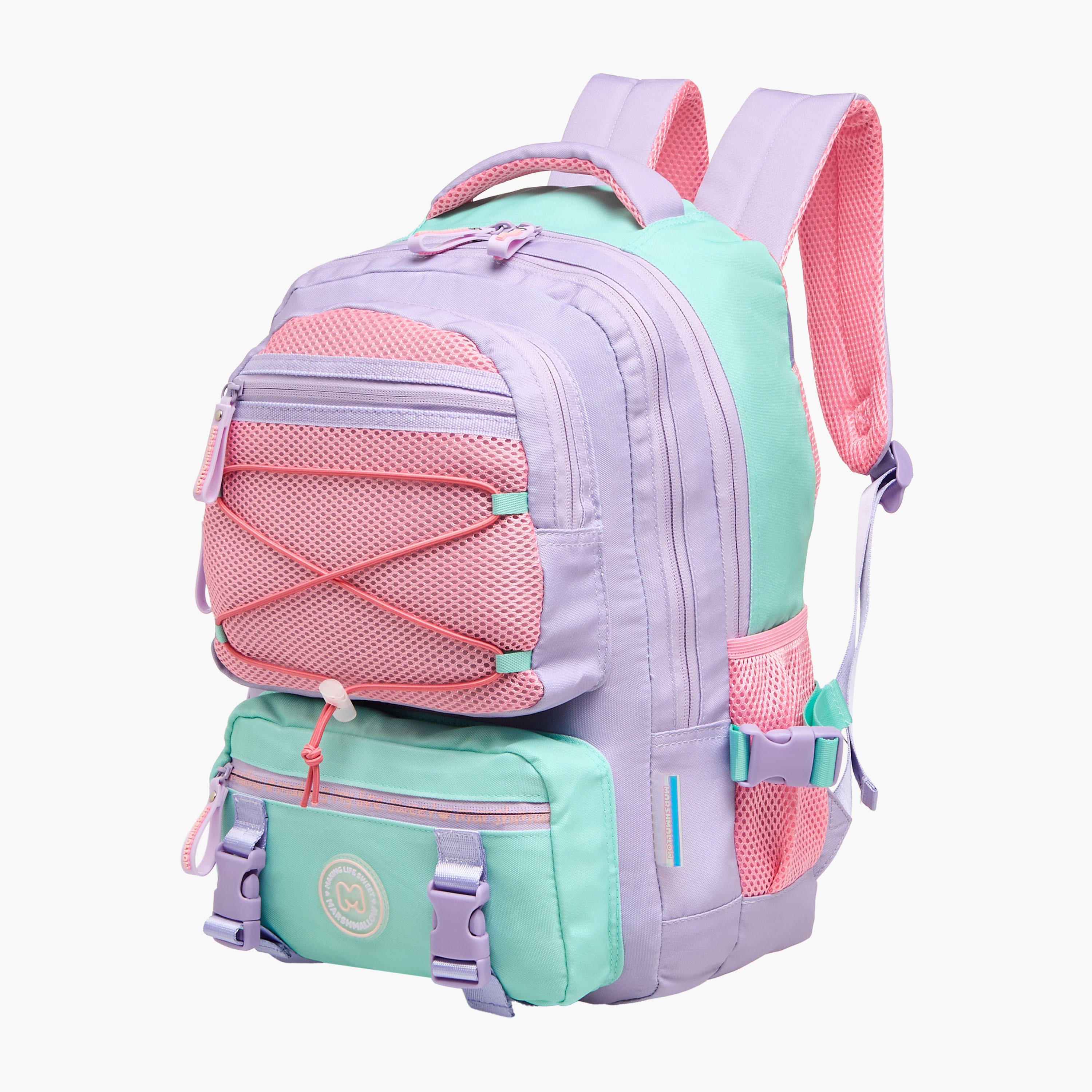 MARSHMALLOW Colourblock Backpack with Adjustable Shoulder Straps and Zip Closure - 33x43x16 cms-school-bagsandbackpacks-backpacks-image-2